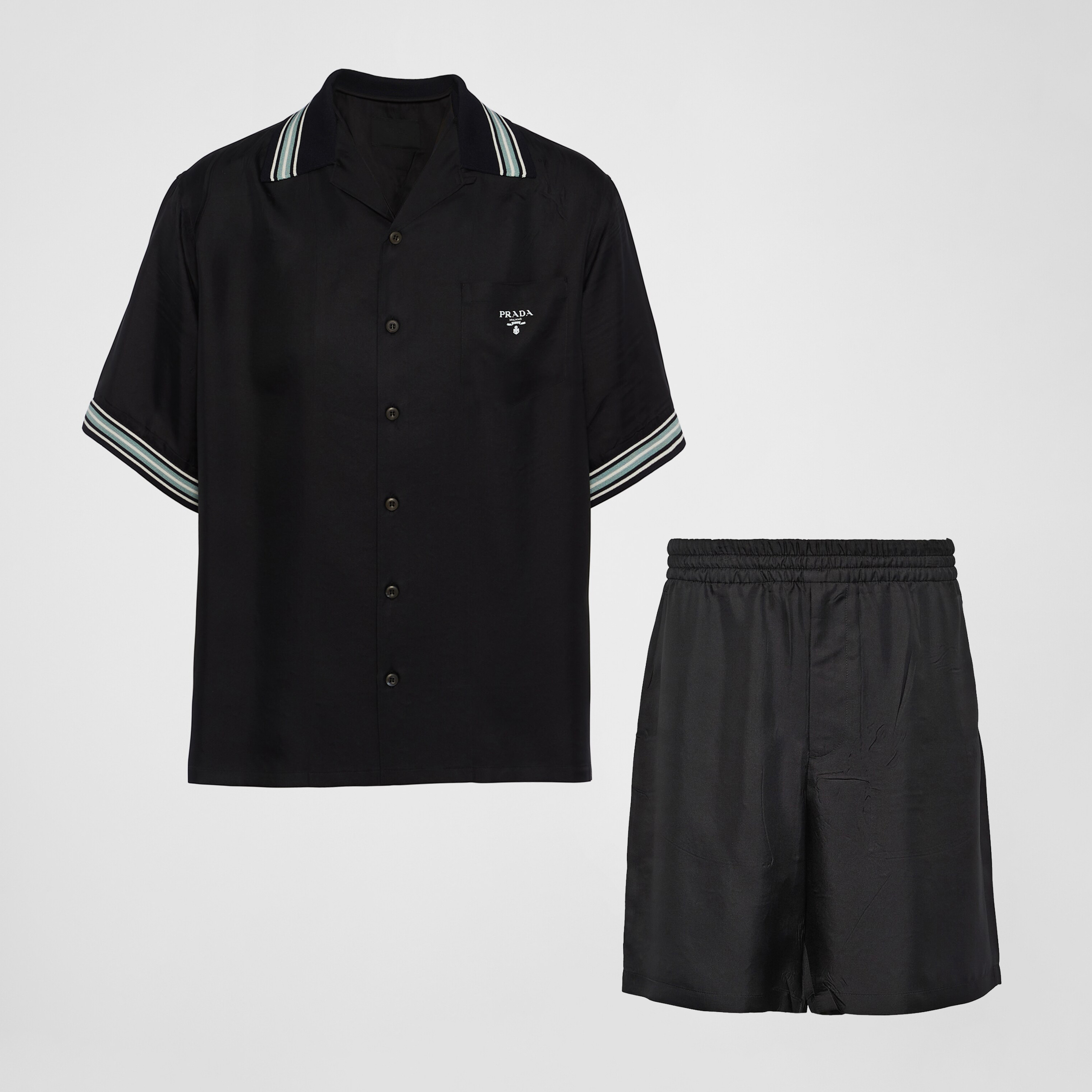 NIGO Prada Men's Summer Logo Printed Single Breasted Short Sleeve Shirt Casual Fashion Shorts Set Suit #nigo72428