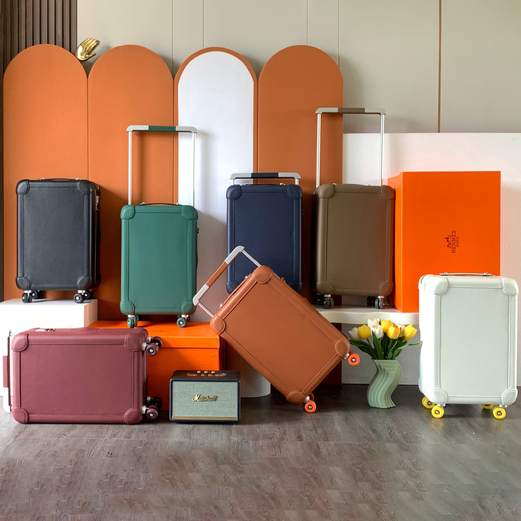 NIGO Hermes R.M.S Aluminum Material Fashion Simple Pure Color Luxury Temperament Luggage Boarding Box Cowhide Suitcase Bags H087171CMAA Ngvp #nigo8777