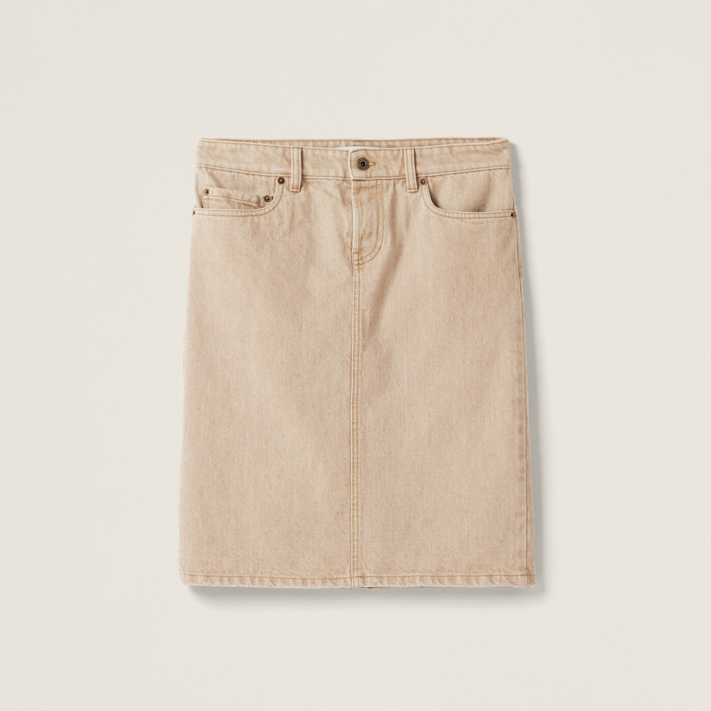 NIGO MiuMiu Women's Summer Beige Aged Effect Monogrammed Embroidered Half-body Skirt #nigo72439