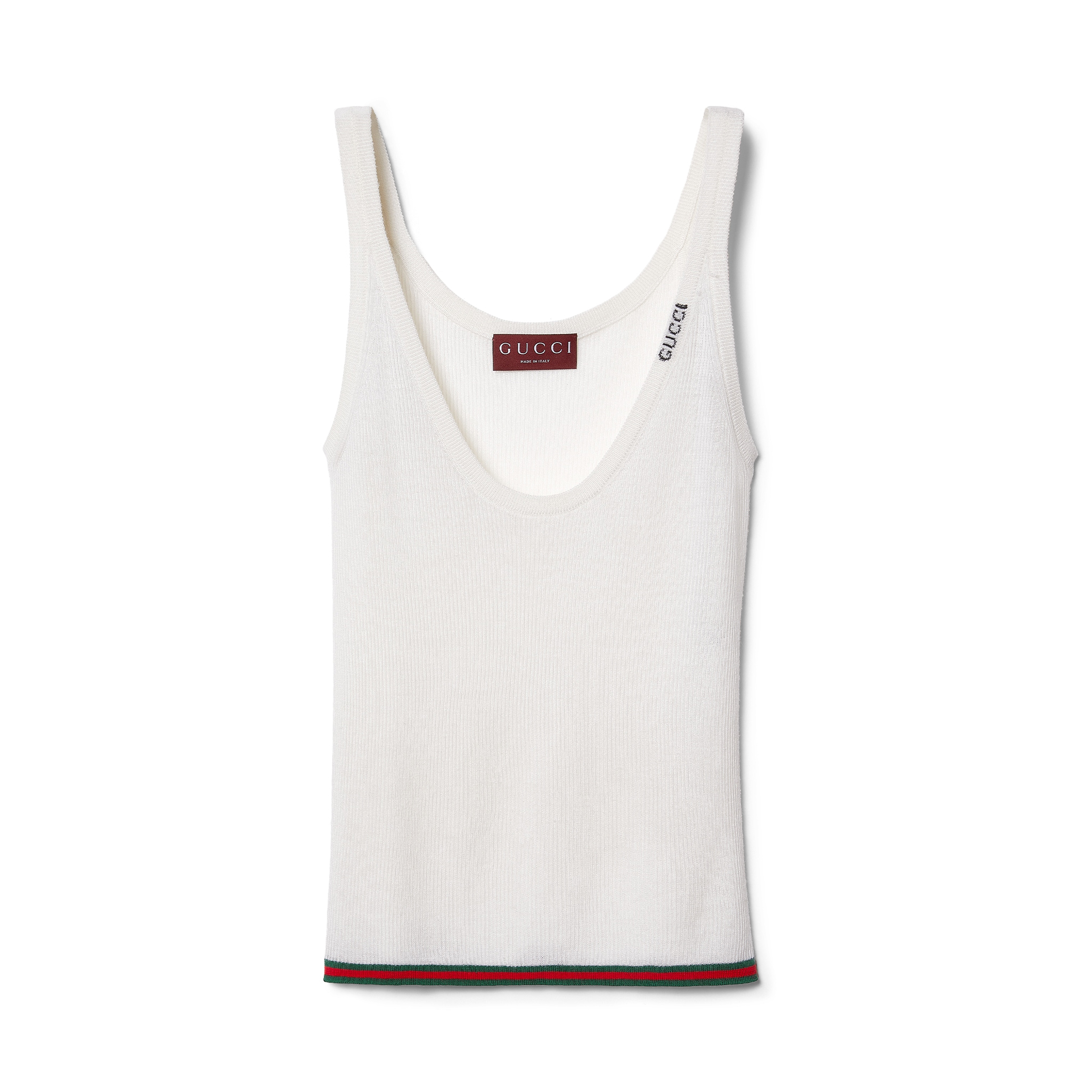 NIGO Gucci Women's Summer Letter White Printed V-Neck Knit Sleeveless Tank Top T-shirt #nigo72442