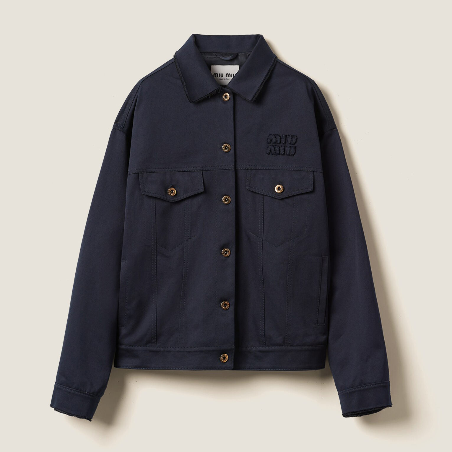 NIGO MiuMiu Women's Spring and Autumn Navy Blue Logo Embroidery Lapel Single Breasted Long Sleeve Jacket #nigo72448