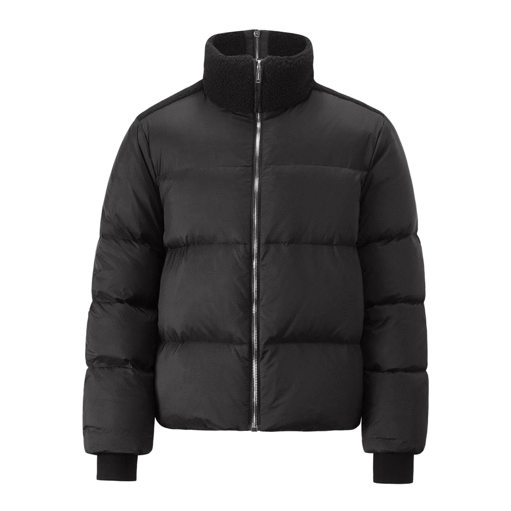 NIGO Moncler x Rick Owens Men's And Women's Winter Black Glossy Fur Collar Zipper Long Sleeve Puffer Down Jacket #nigo72459