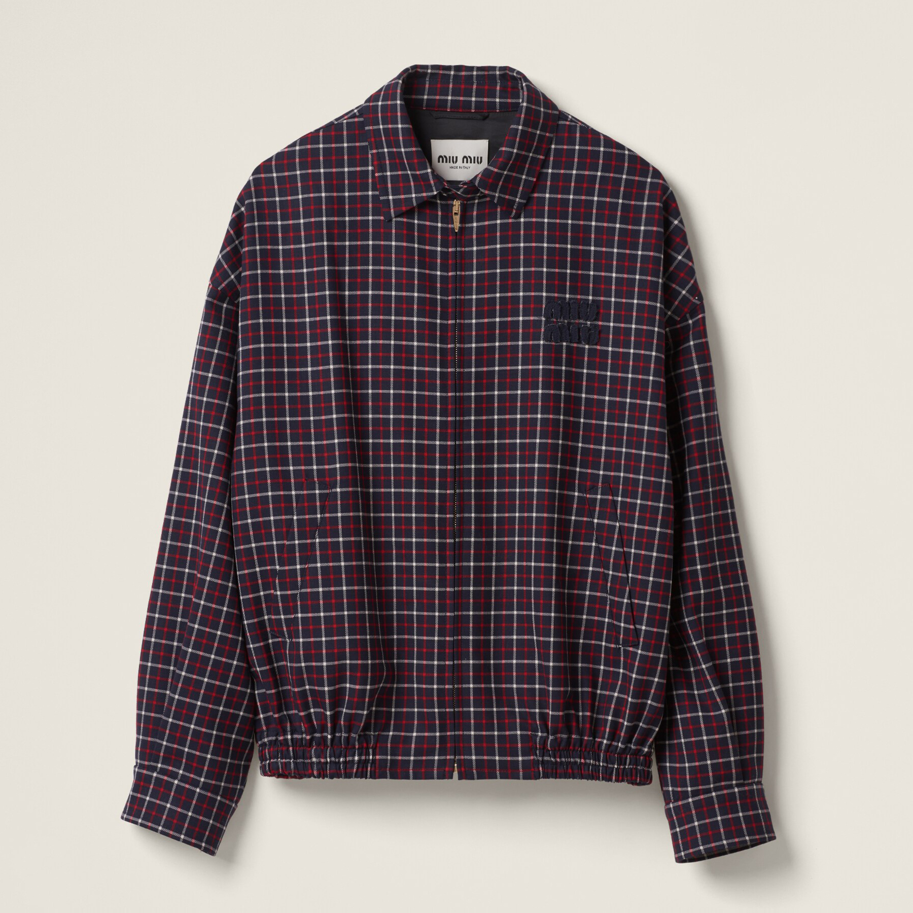 NIGO MiuMiu Women's Spring and Autumn Embroidered Logo Checkered Zipper Long Sleeve Jacket #nigo72449