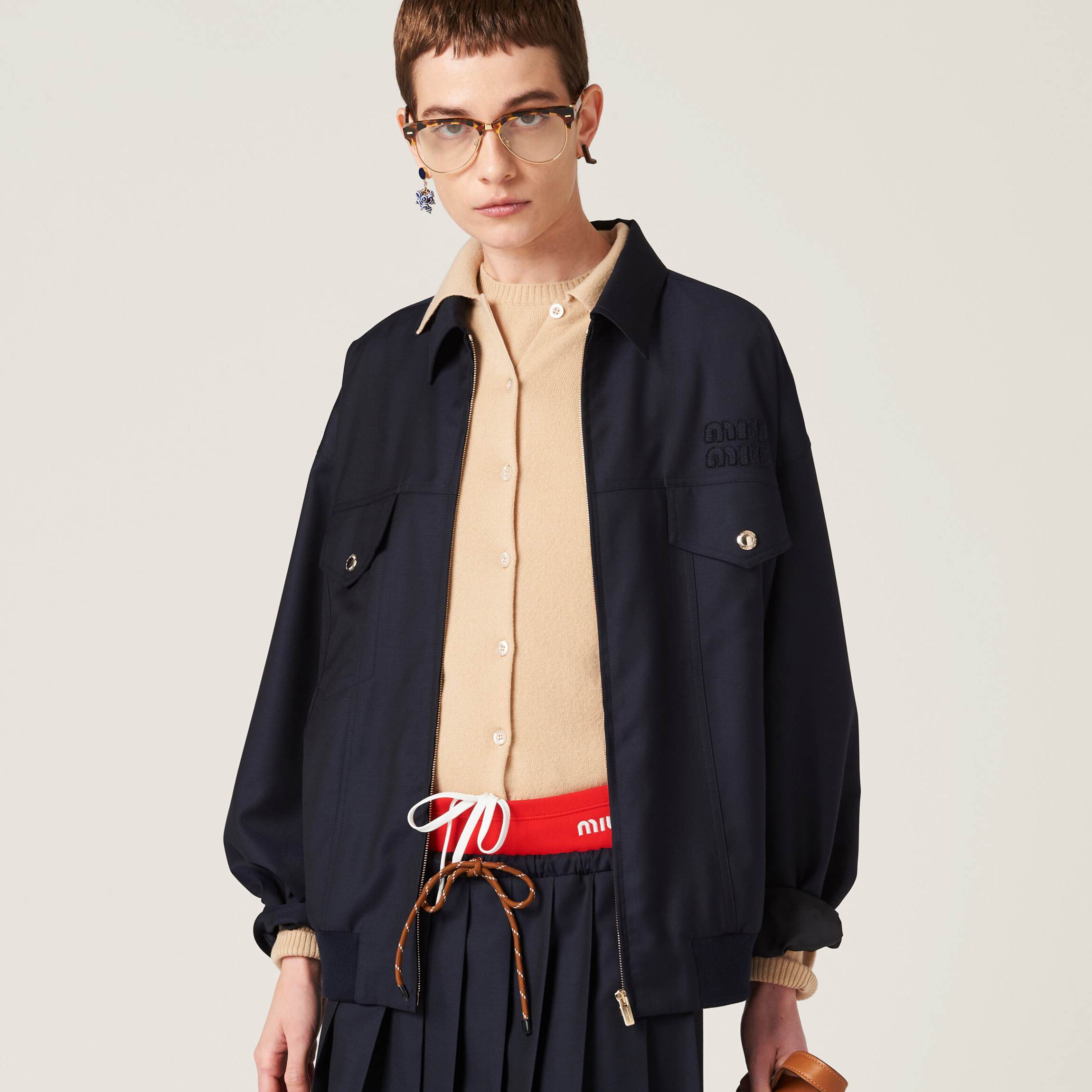 NIGO MiuMiu Women's Spring and Autumn Letter Embroidery Lapel Loose Zipper Long Sleeve Jacket #nigo72453