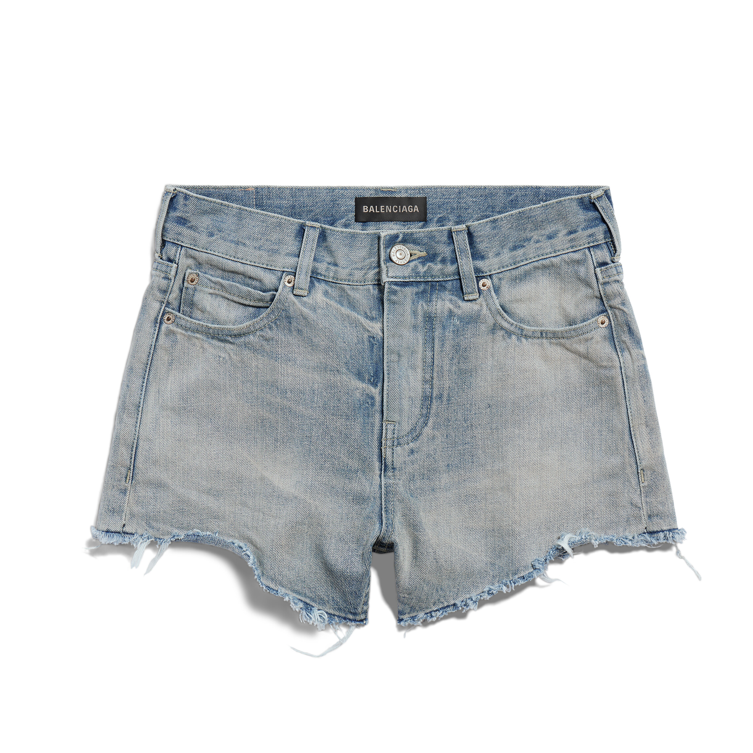 NIGO Balenciaga Women's Summer Washed Raw Edge Distressed High Street Blue Mid Waist Denim Mini Shorts Ngvp #nigo8826