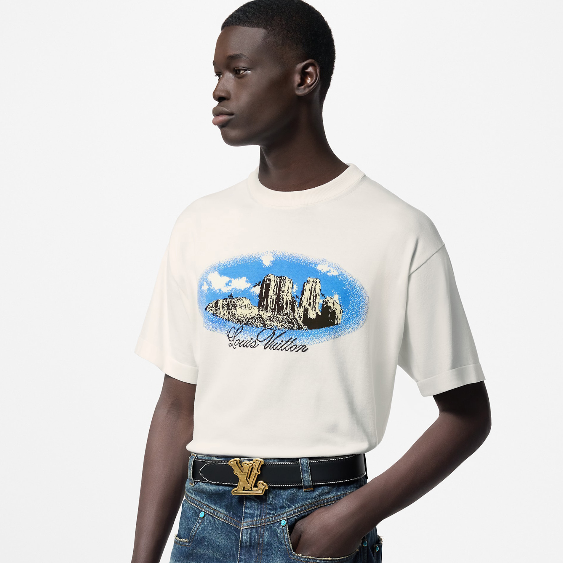 NIGO Louis Vuitton Men's Summer Monogram Printed White Round Neck Cotton Short Sleeve T-Shirt #nigo72455