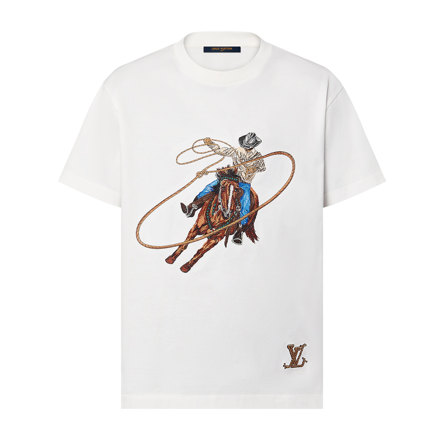 NIGO Louis Vuitton Men's Summer Cowboy Logo Pattern Print Embroidery Round Neck Cotton Short Sleeve T-Shirt #nigo72461