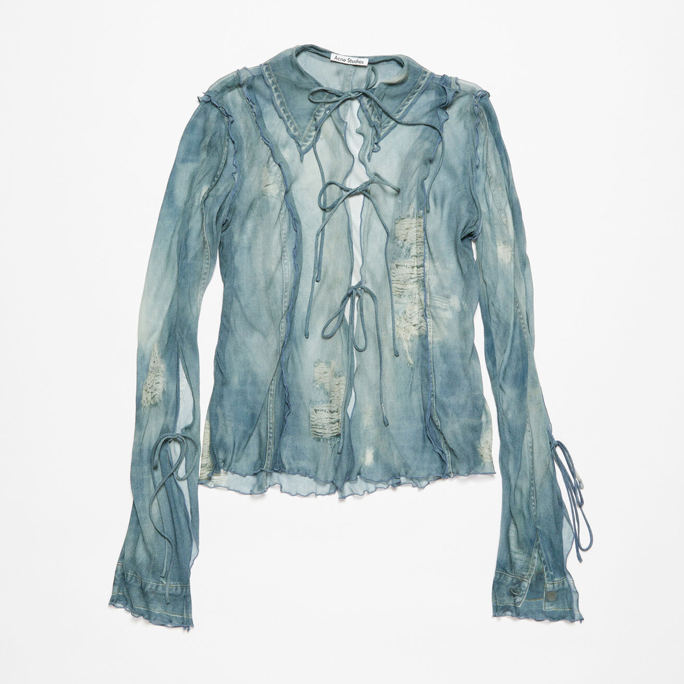 NIGO Acne Studios Women's Spring And Summer Fantasy 3d Printing Tie Wave Edge Long Sleeve See Through Blouse Fashion Trend Shirt Ngvp #nigo8786