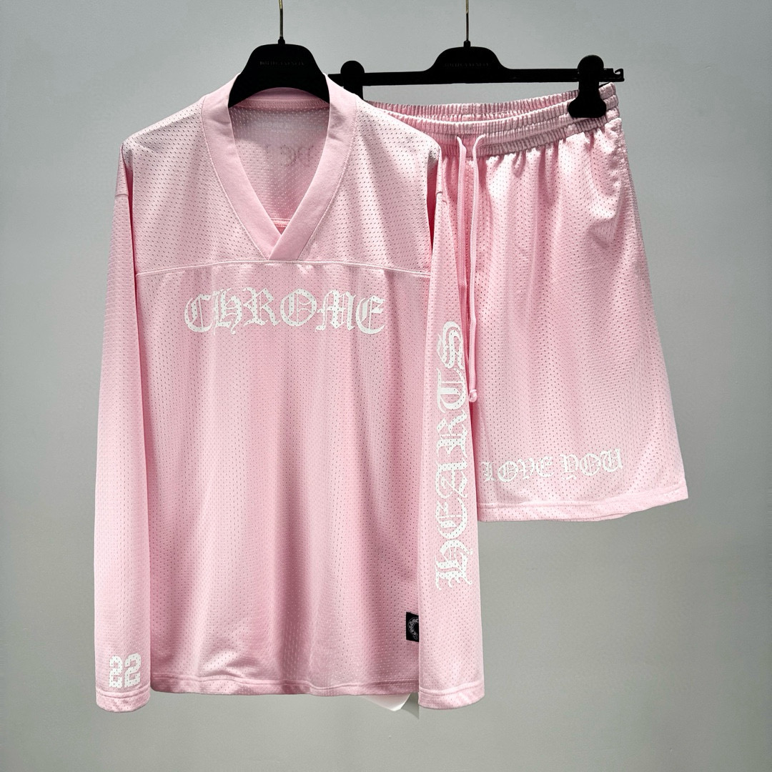NIGO Chrome Hearts Men's Summer and Winter Pink Long Sleeve T-Shirt Shorts Set Suit #nigo72419