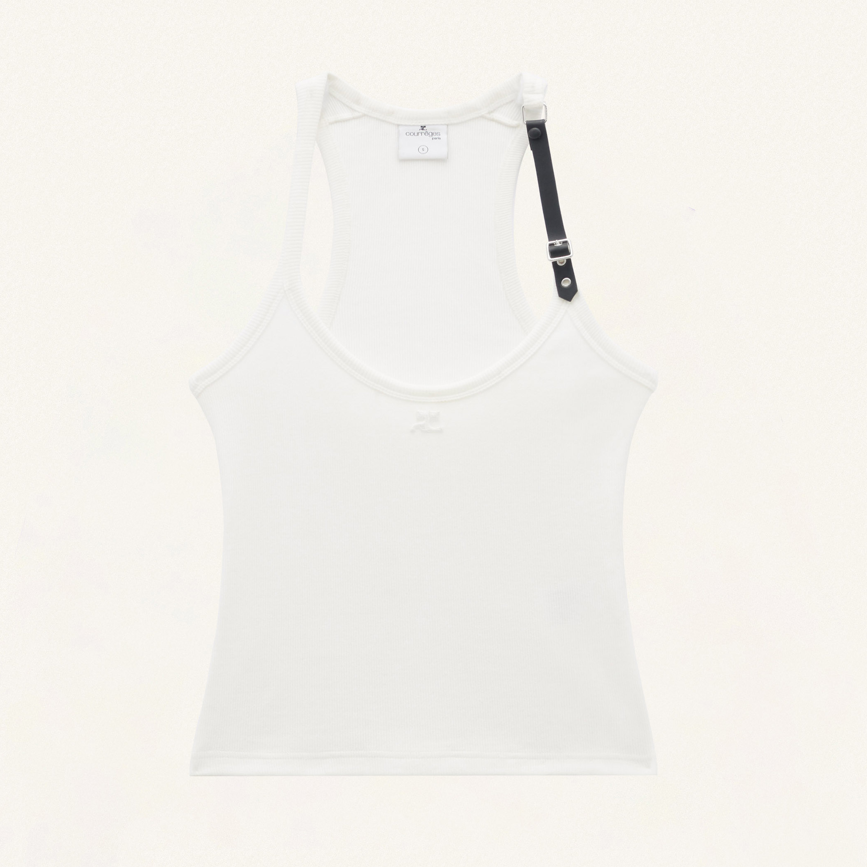 NIGO Courrèges Women's Summer Holistic Buckle Detail Solid Color Ribbed Knit Sleeveless Vest Ngvp #nigo8831