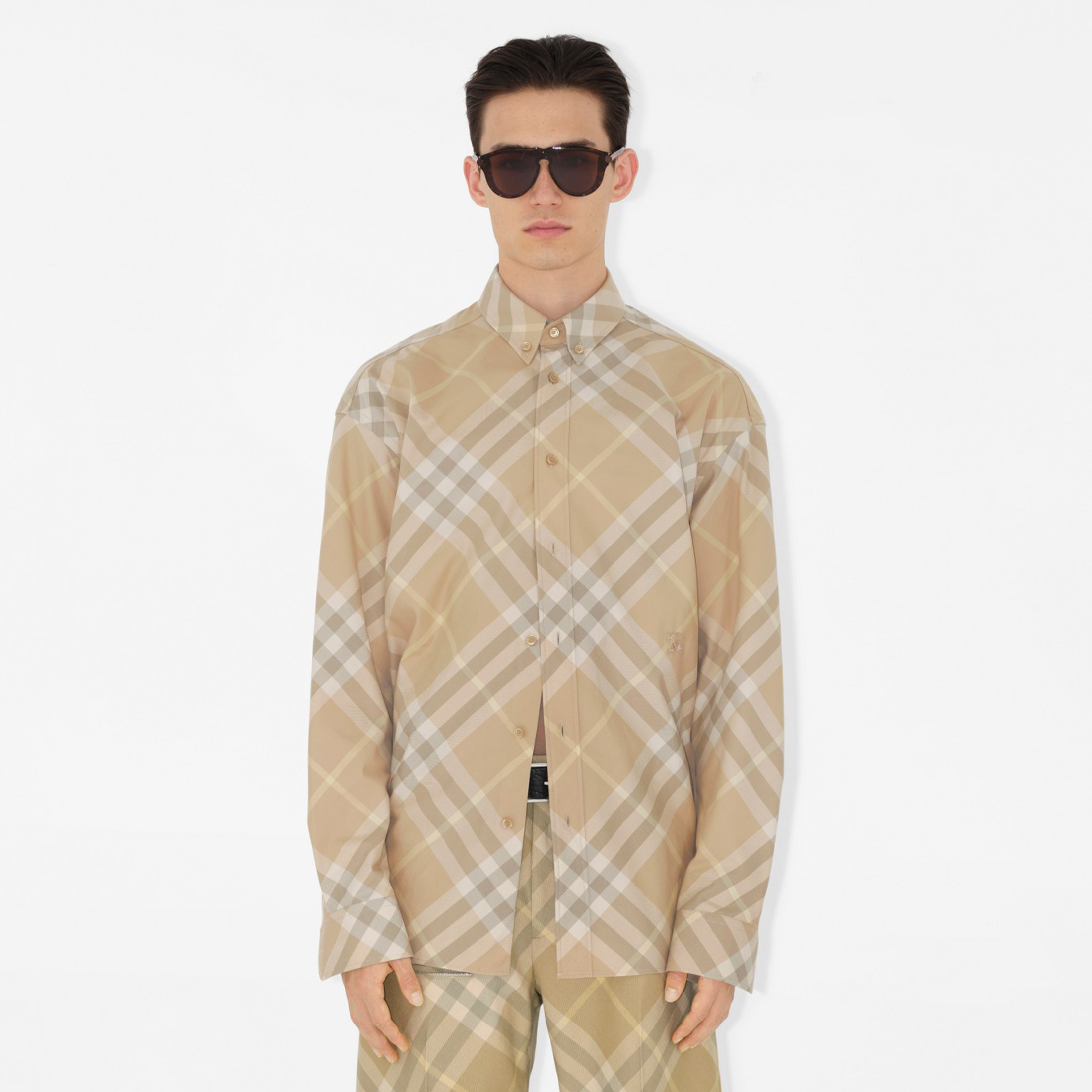 NIGO Burberry Men's Spring And Autumn New Retro Plaid Cotton Shirt Color Blocking Single-breasted Lapel Button Down Shirt #nigo71363