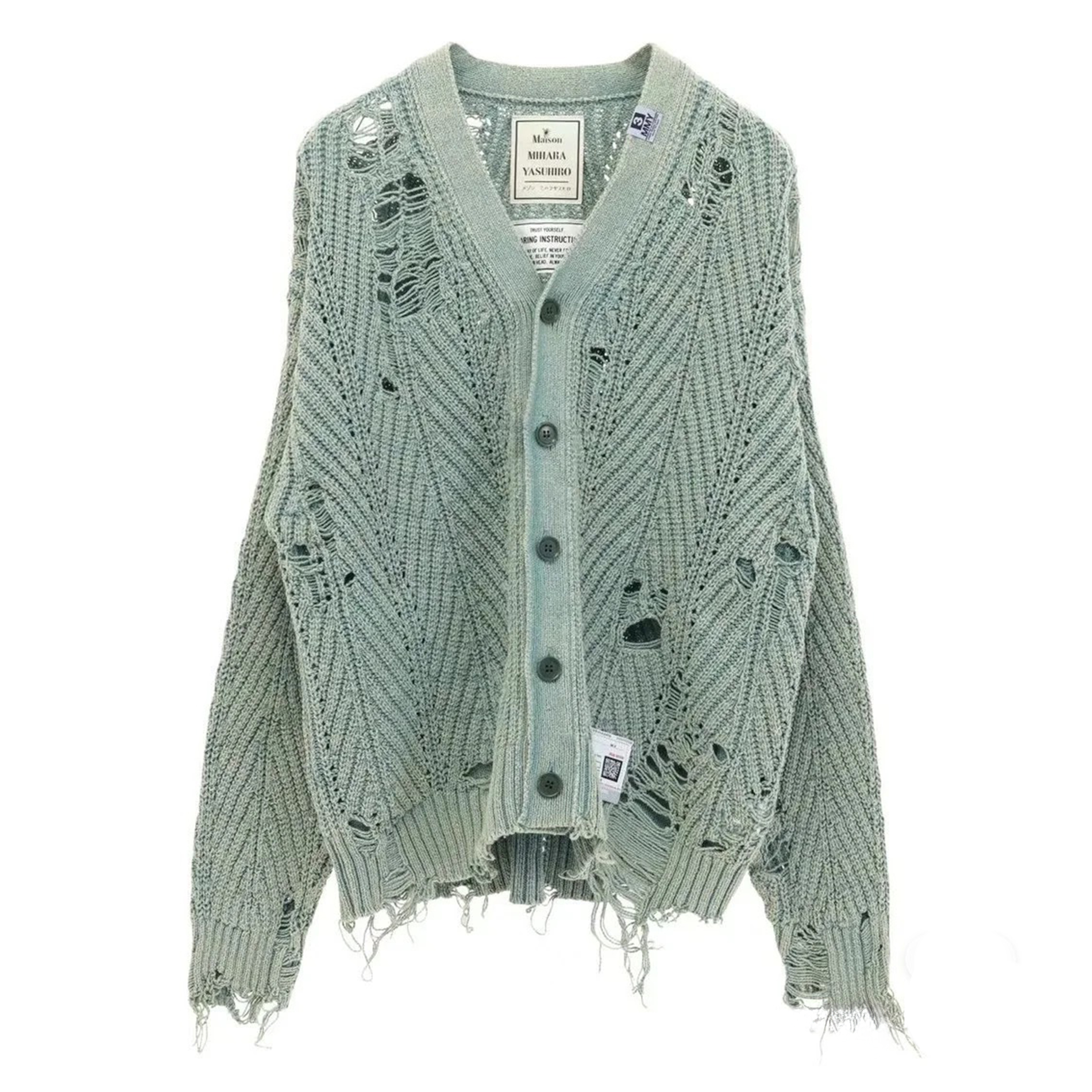 NIGO Maison Mihara Yasuhiro Men's Women's Autumn And Winter Retro Old High Street Hole Breaking Sweater Single Breasted V-neck Long Sleeve Knitted Cardigan Sweater Ngvp #nigo8791