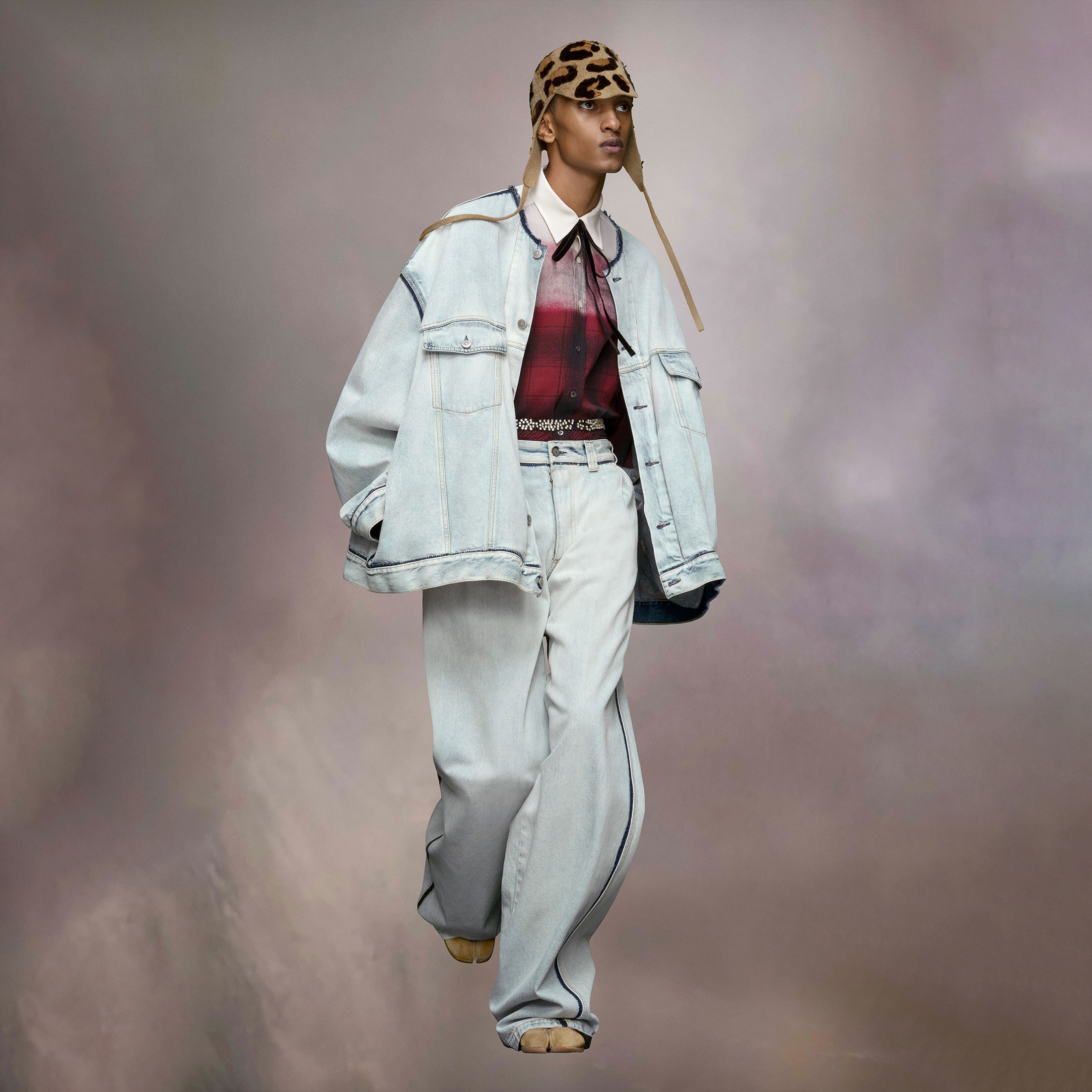 NIGO Maison Margiela Men's Spring And Fall Solid Color Cotton Loose Collarless Long-Sleeved Denim Jacket Casual Zipper Wide-Leg Jeans Pants Ngvp #nigo8828