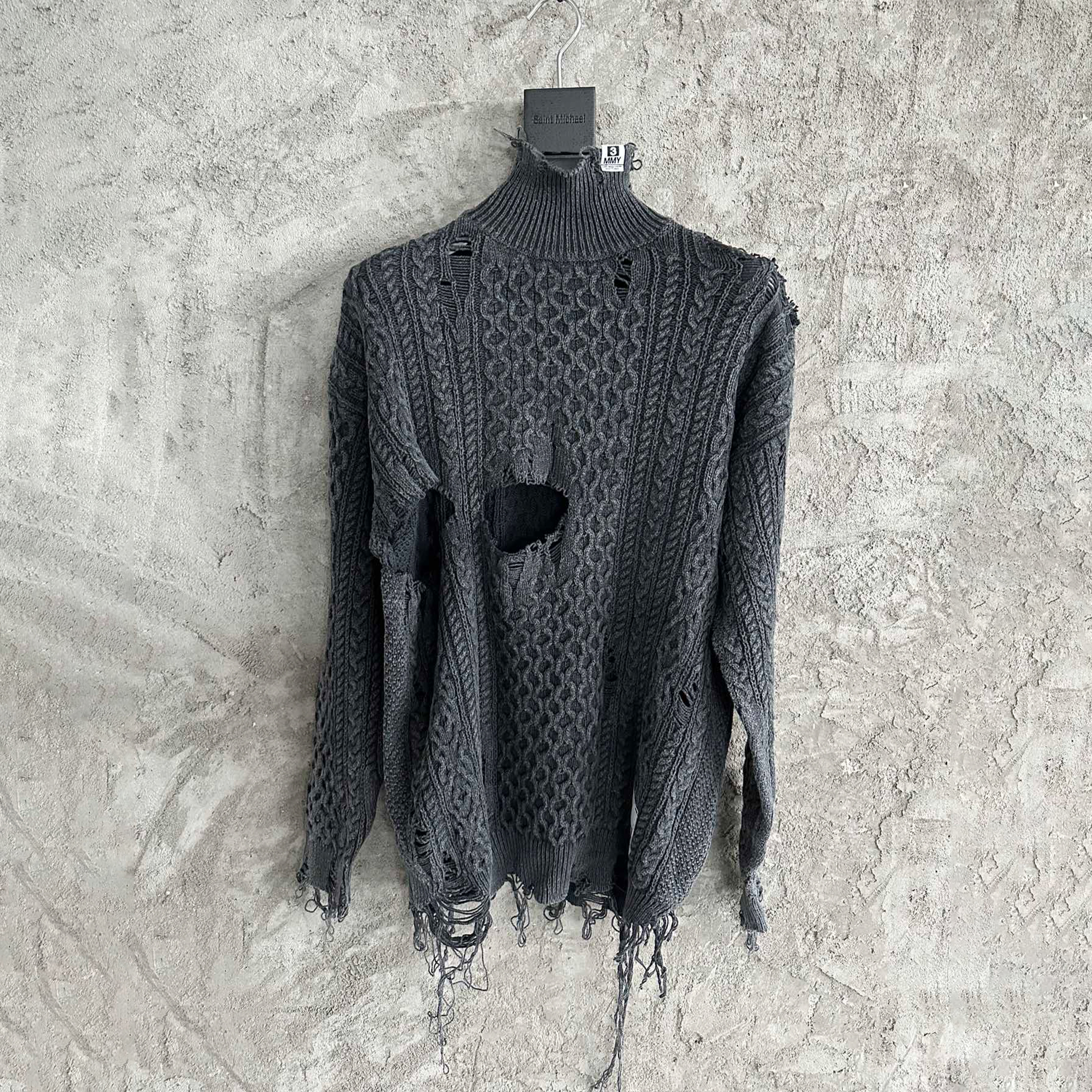 NIGO Maison Mihara Yasuhiro Men's Women's Autumn And Winter Vintage Distressed High Street Hole Breaking Sweater High Neck Long Sleeve Cozy Knitted Ngvp #nigo8792