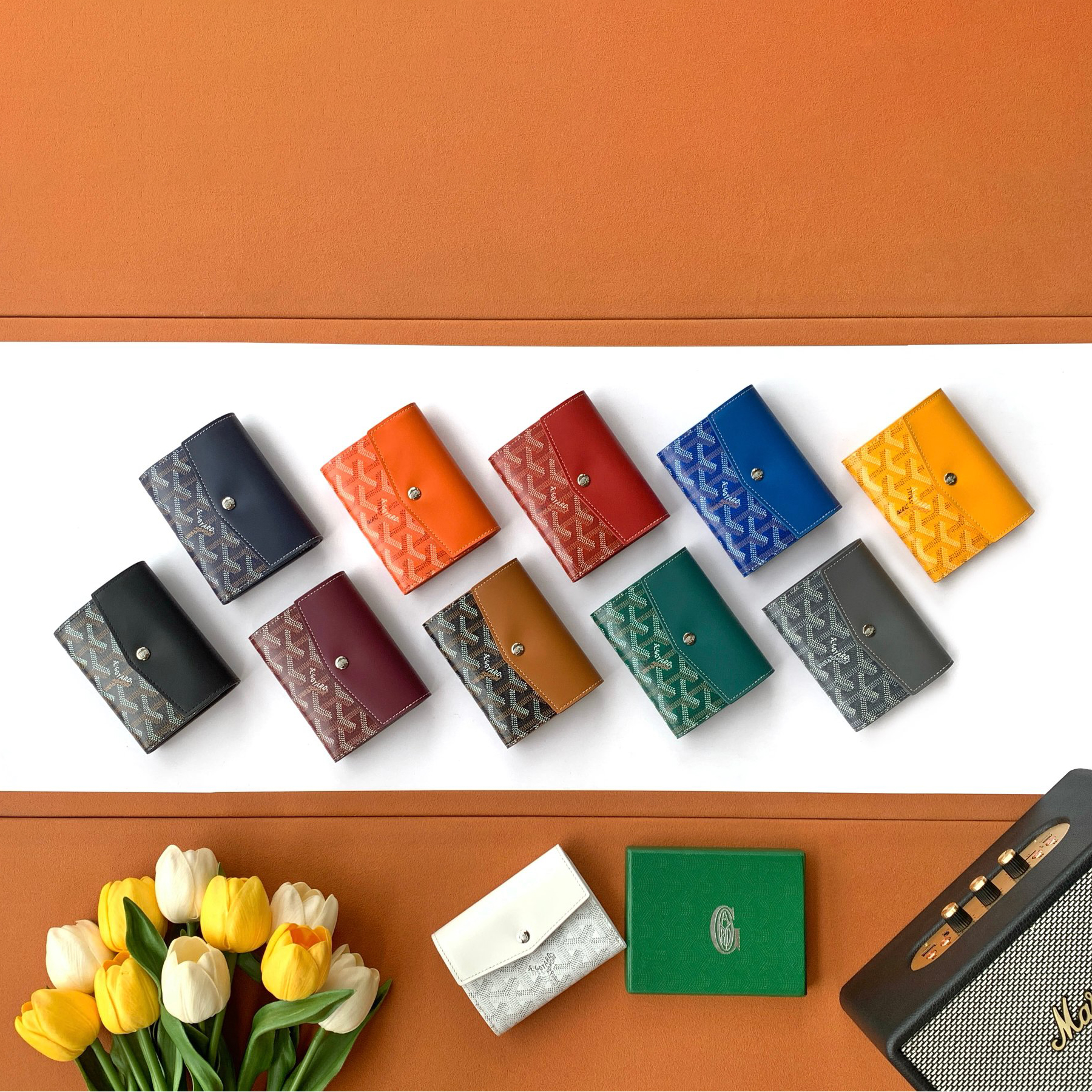 NIGO GOYARD Saint-Gabriel Men's And Women's Tri fold Wallet With Snap Closure In Canvas And Calf Leather Bag Bags #nigo72472