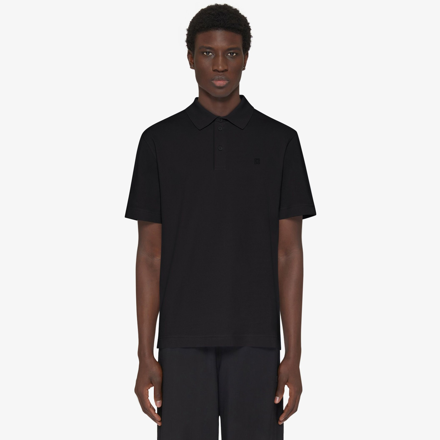 NIGO Givenchy Men's Summer Black Ribbed Knit Cotton Short Sleeve Polo Shirt T-Shirt #nigo72465