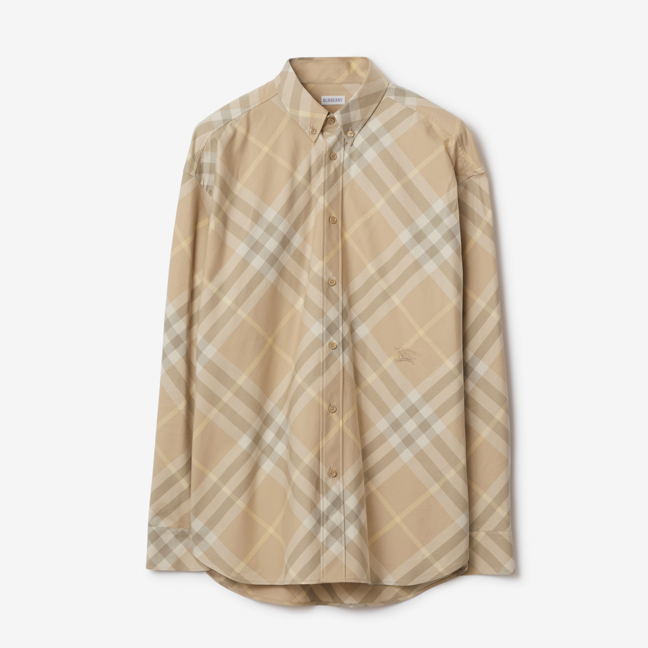 NIGO Burberry Men's Spring And Autumn New Retro Plaid Cotton Shirt Color Blocking Single-breasted Lapel Button Down Shirt #nigo71363