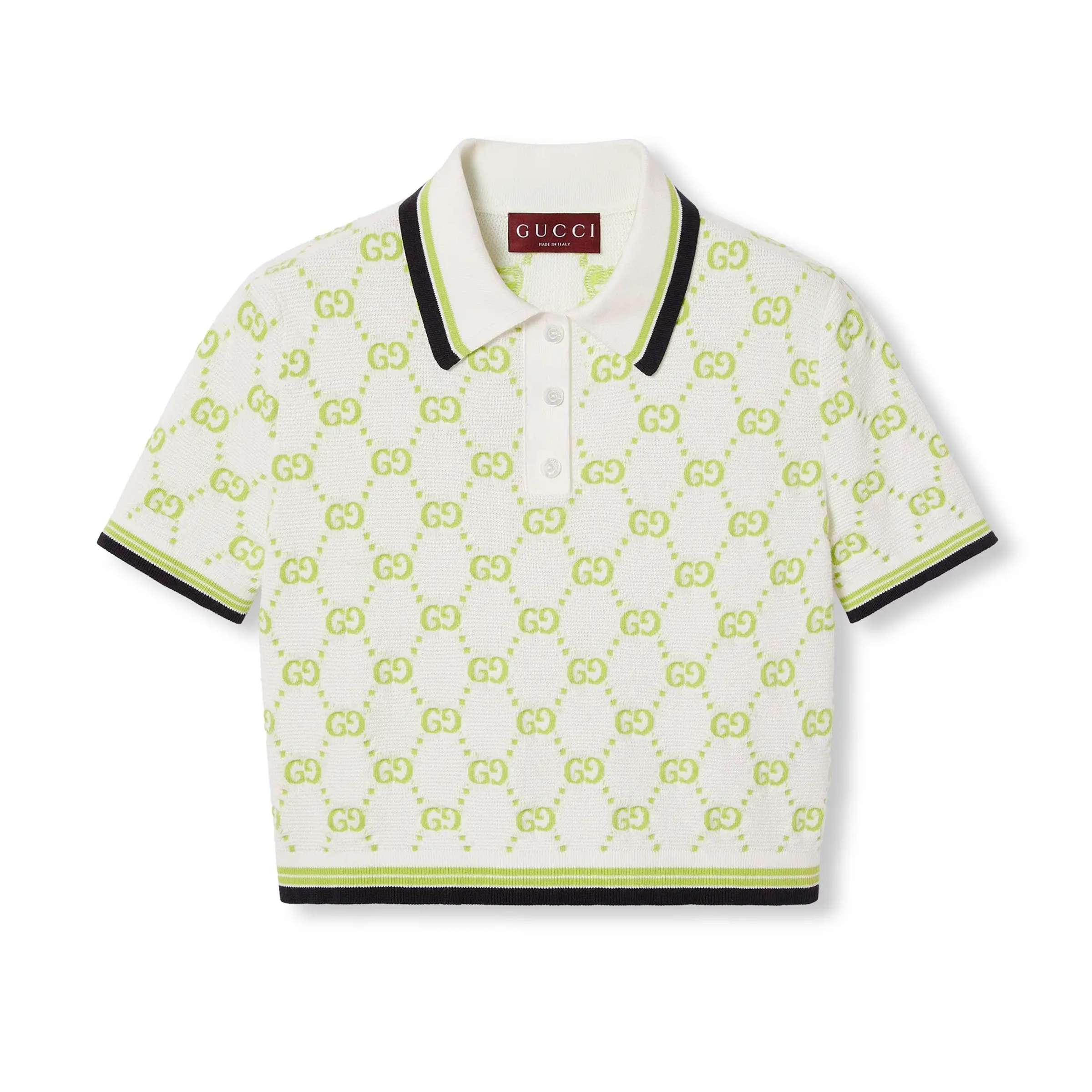 NIGO Gucci Women's Summer GG Applique Solid Color Vertical Button Cotton Short-Sleeved Polo Shirt #nigo71369