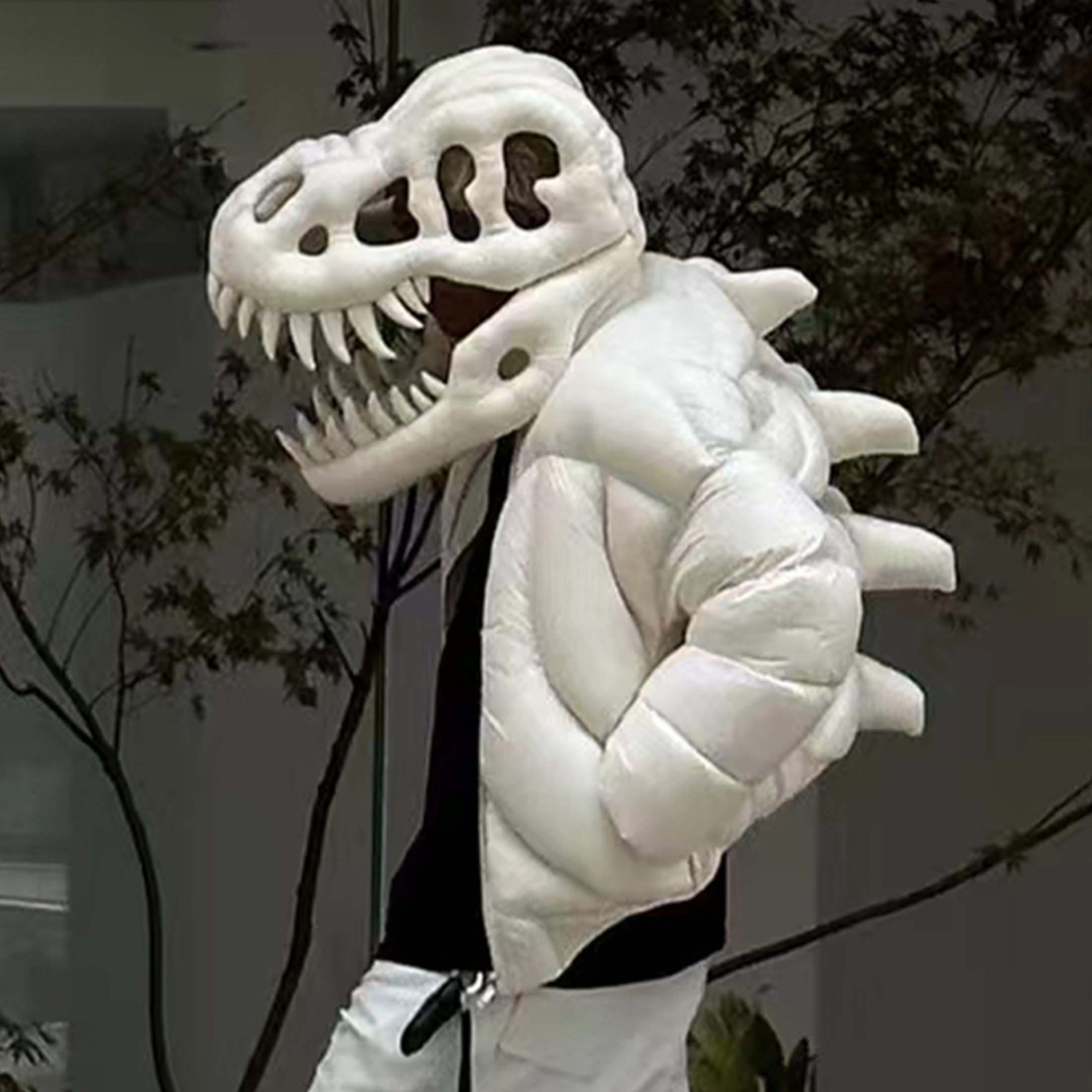 NIGO Rick Owens Men's And Women's Fall And Winter Dinosaur Down Jacket White Handmade Customized Tyrannosaurus Rex Design Ski Suit Thickened White Duck Down Ngvp #nigo8862