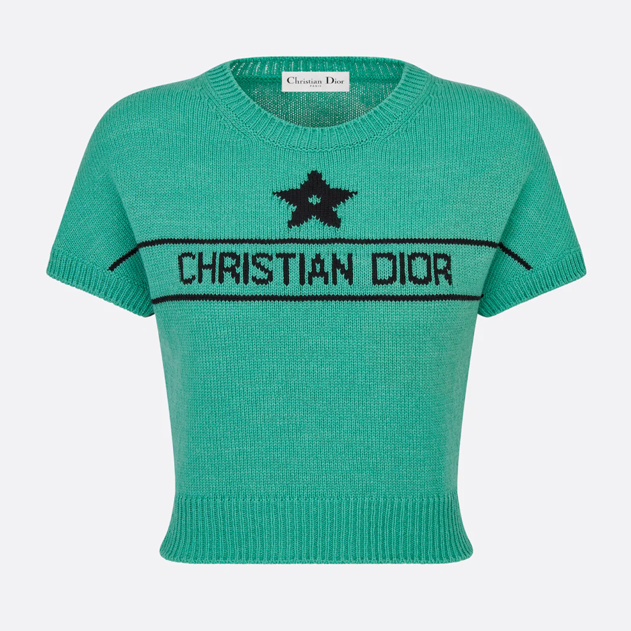 NIGO Dior Women's Spring, Autumn and Winter Dioriviera Embroidery Round Neck Slim Knit Sweater Solid Color Short Sleeve Cashmere Sweater #nigo71371