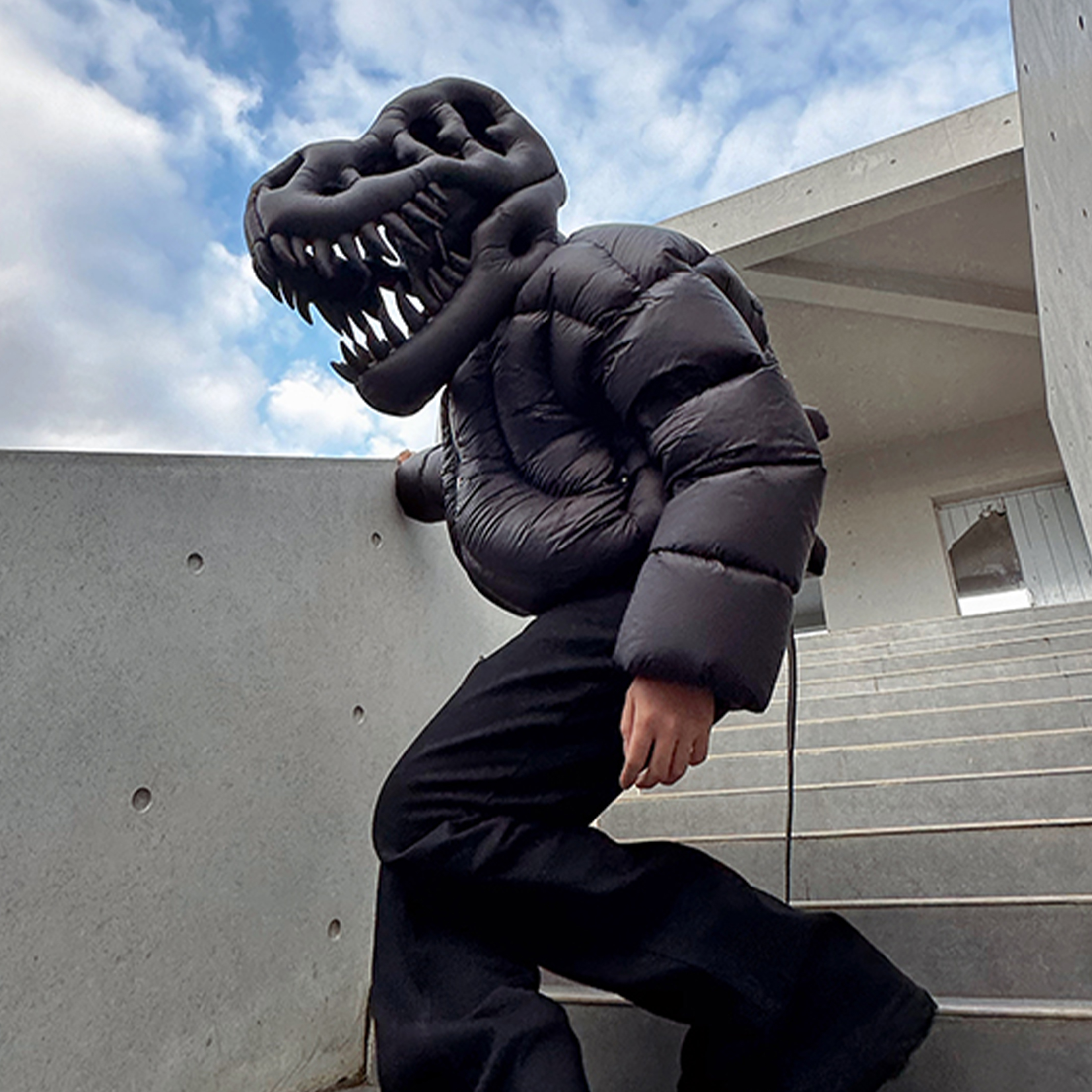 NIGO Rick Owens Men's And Women's Fall And Winter Dinosaur Down Jacket Black Handmade Customized Tyrannosaurus Rex Design Ski Suit Thickened White Duck Down Ngvp #nigo8863
