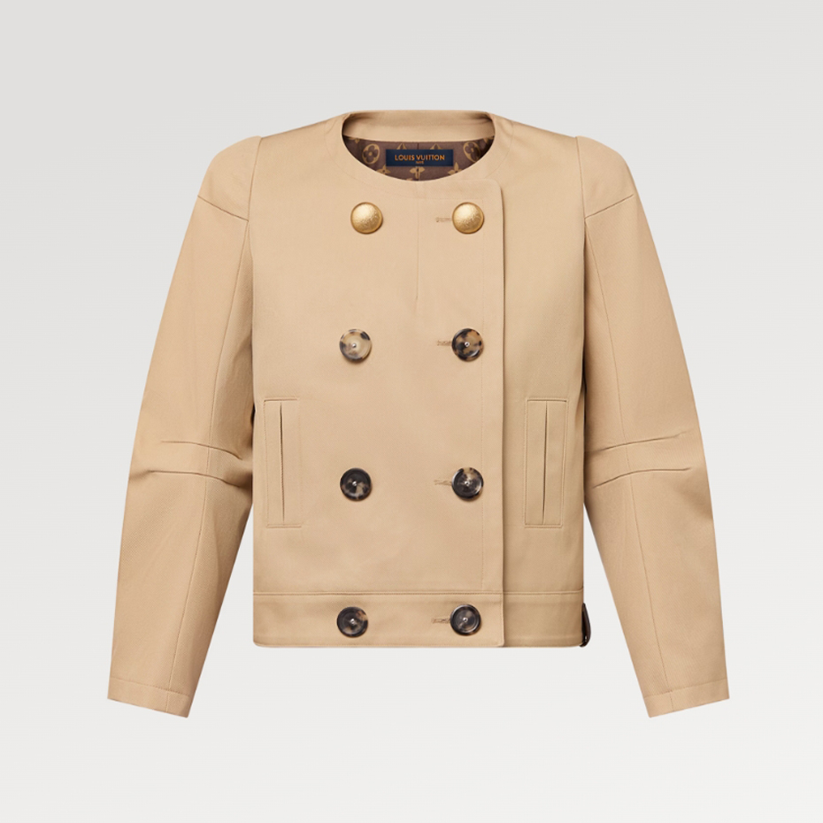 NIGO Louis Vuitton Women's Spring and Autumn Solid Color Round Collar Cotton Gabardine Double Breasted Long Sleeve Suit Fitted Blazer Jacket #nigo71364