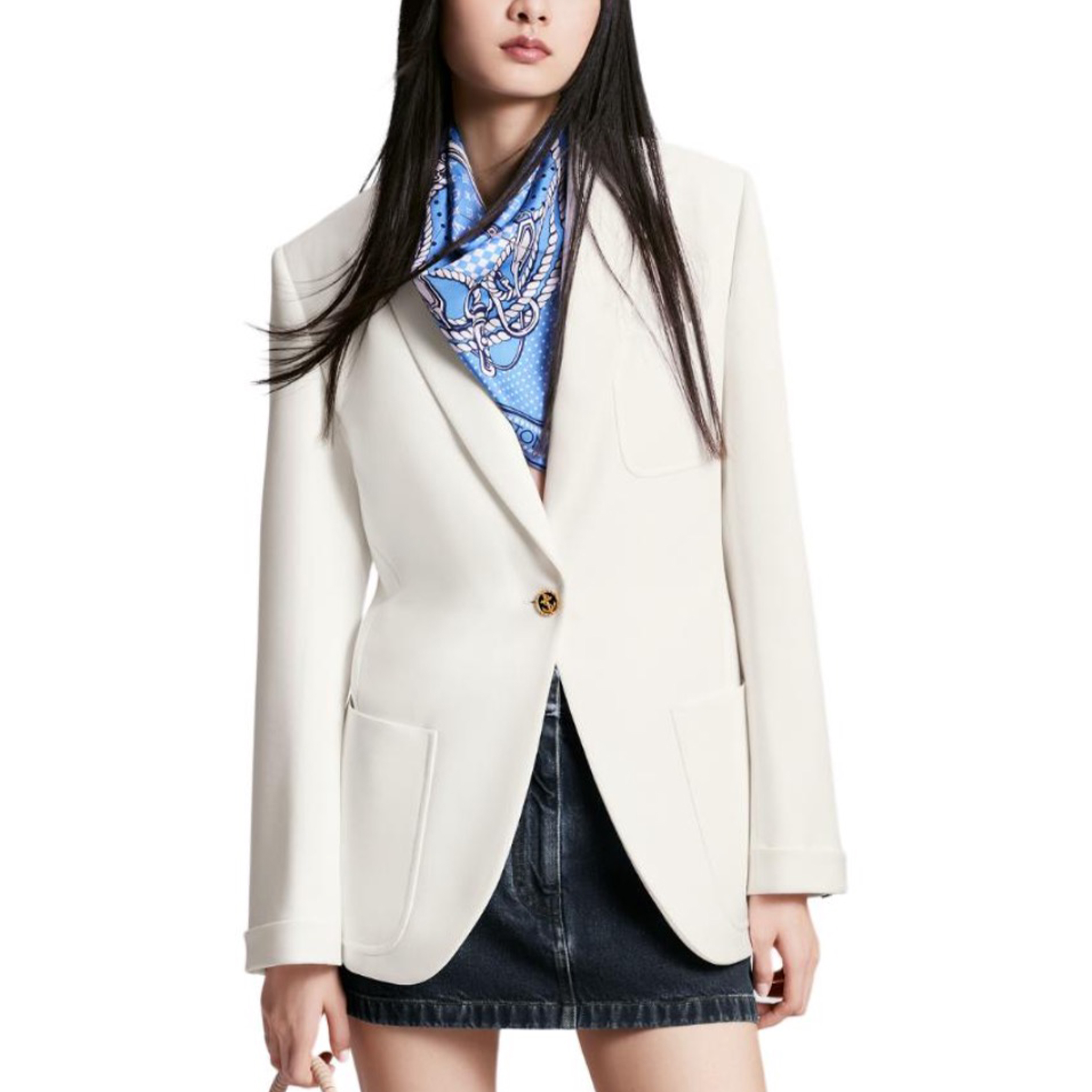 NIGO Louis Vuitton Women's Spring and Autumn Boat Anchor Button Long Sleeve Single Breasted Fitted White Loose Blazer Jacket Ngvp #nigo8837