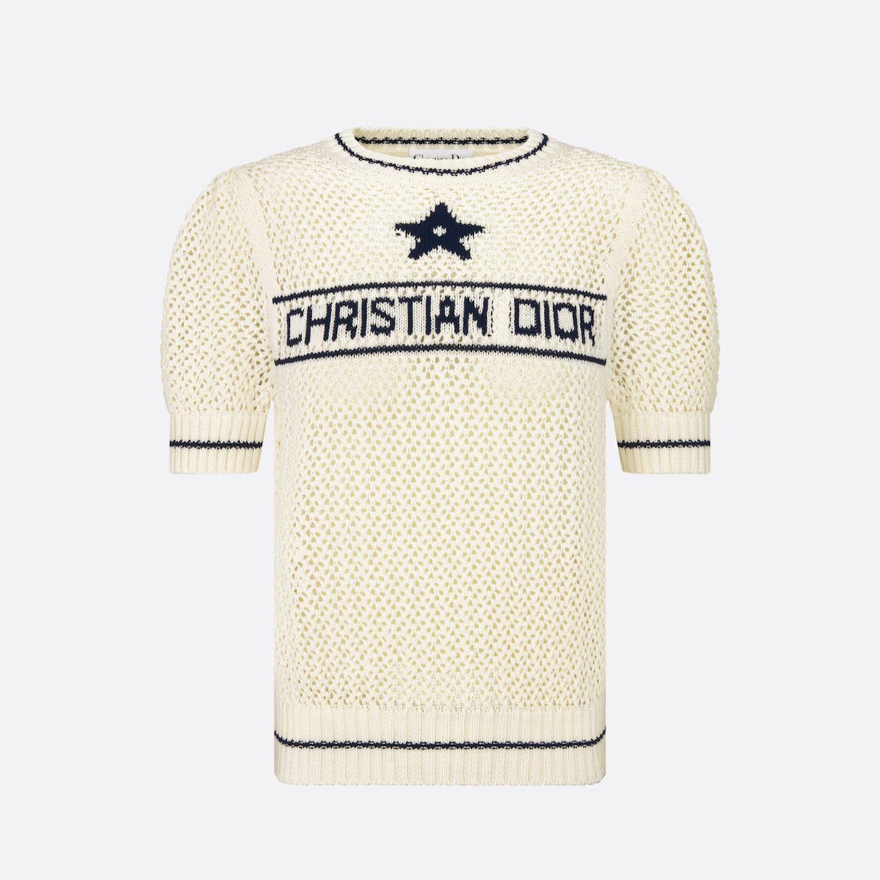NIGO Dior Women's Spring And Autumn Logo Embroidery Hollow Cotton Round Neck Knit Short Sleeve Sweater #nigo71365