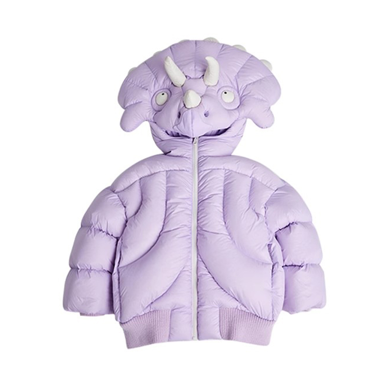 NIGO Kid's Autumn And Winter Solid Color Triceratops Jacket Thickened Short Zipper Loose Hooded Puffer Down Jacket #nigo31322