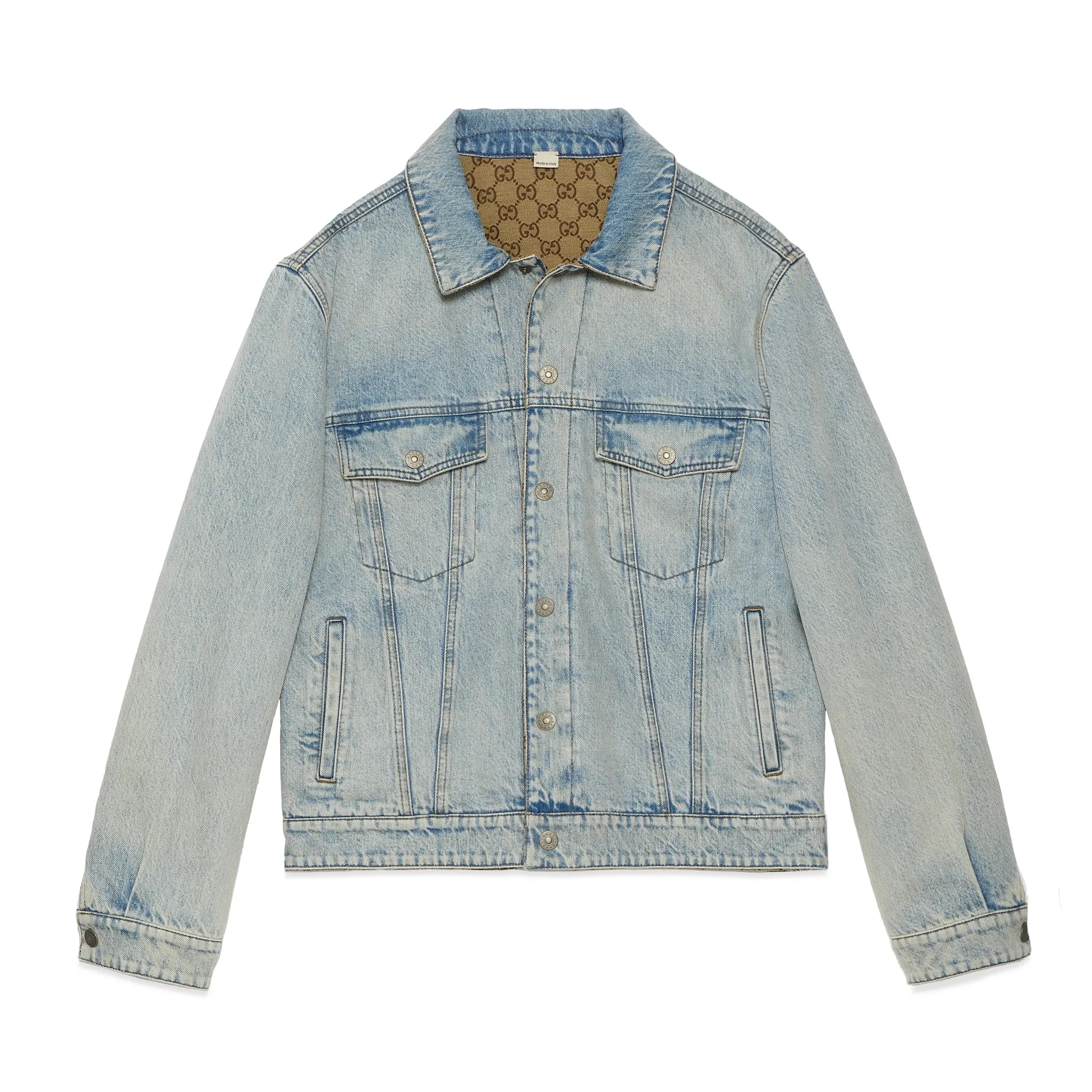 NIGO Gucci  Men's Spring And Fall Light Blue Reversible Denim Single Breasted Double Pockets Lapel Long Sleeve Jacket #nigo72476