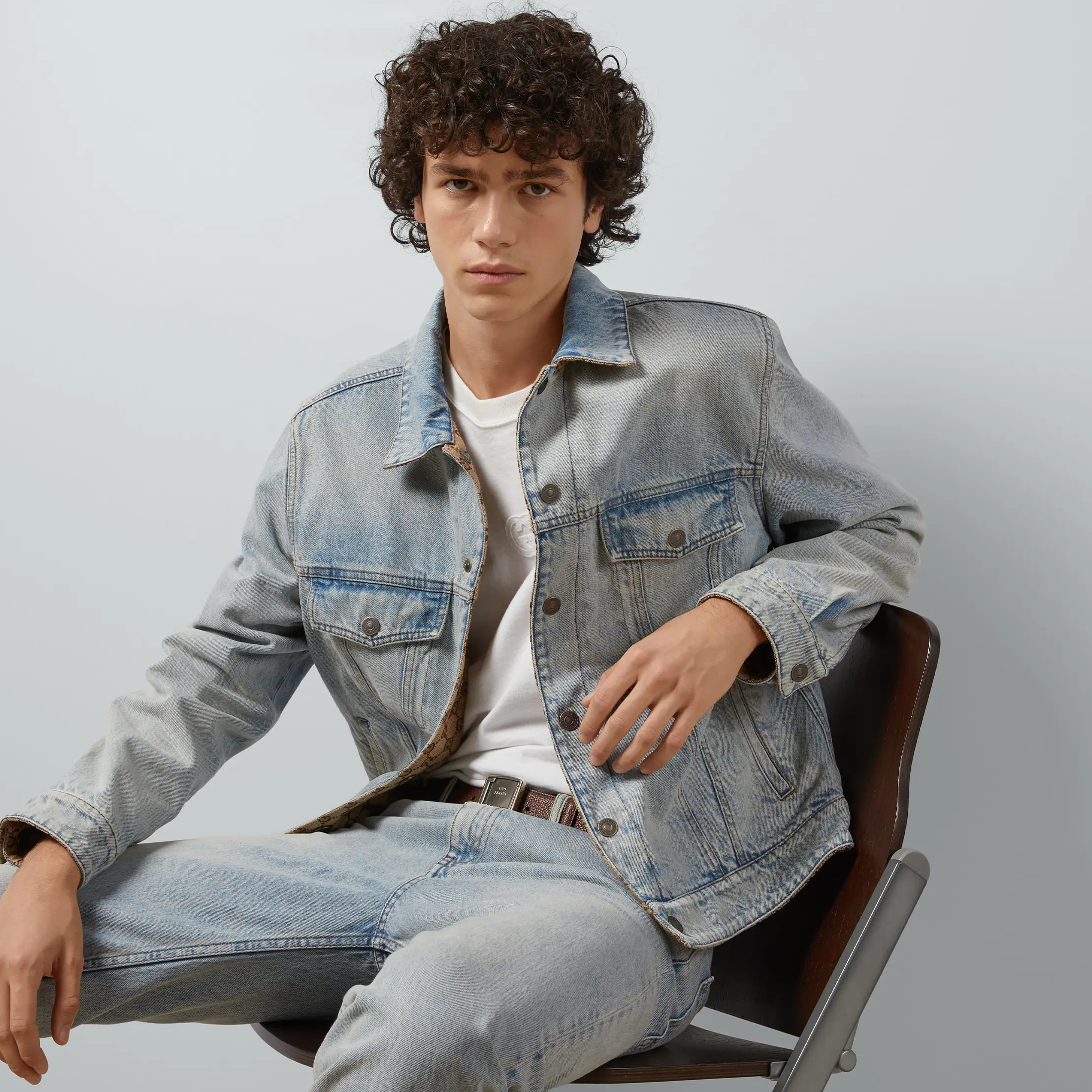 NIGO Gucci  Men's Spring And Fall Light Blue Reversible Denim Single Breasted Double Pockets Lapel Long Sleeve Jacket #nigo72476