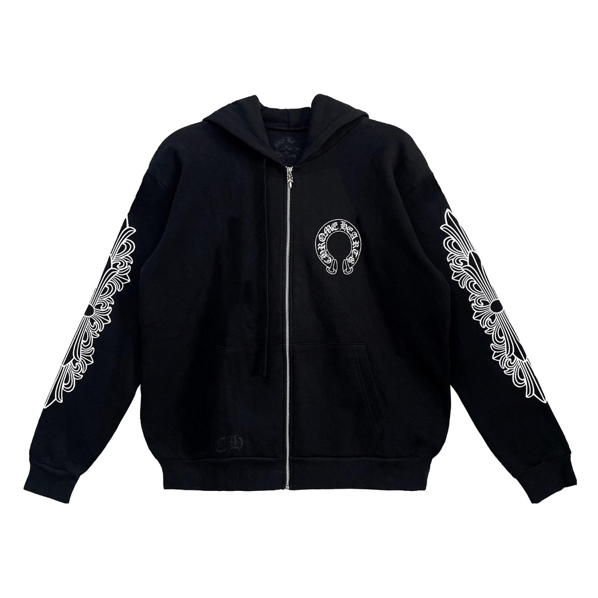 NIGO Chrome Hearts Men's Spring and Fall Black Logo Printed Zipper Long Sleeve Hooded Jacket #nigo72485
