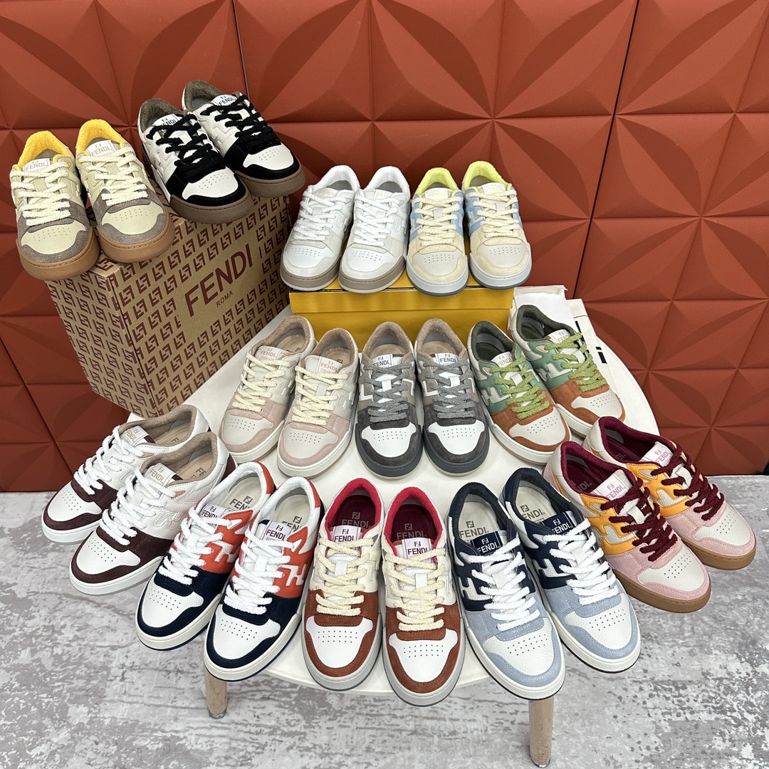 NIGO Fendi Men's and Women's Match Suede Lace-Up Low Top Fashion Board Shoes #nigo72489