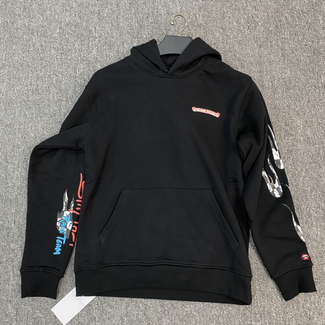 NIGO Chrome Hearts Men's Spring and Autumn Black Logo Printed Long Sleeve Hooded Sweatshirt Pullover #nigo72484