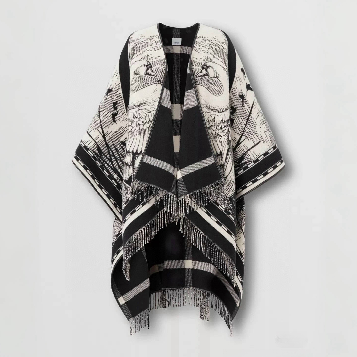 NIGO Women's Reversible Swan Kingdom Jacquard Cashmere Shawl Poncho #nigo72513