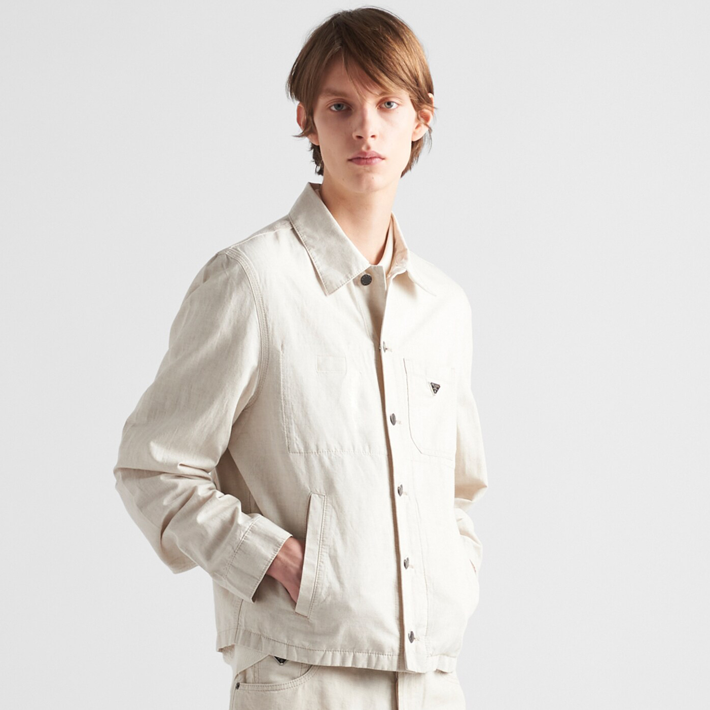 NIGO Prada Men's Spring And Fall Beige Lapel Single Breasted Long Sleeved Shirt Jacket #nigo72511