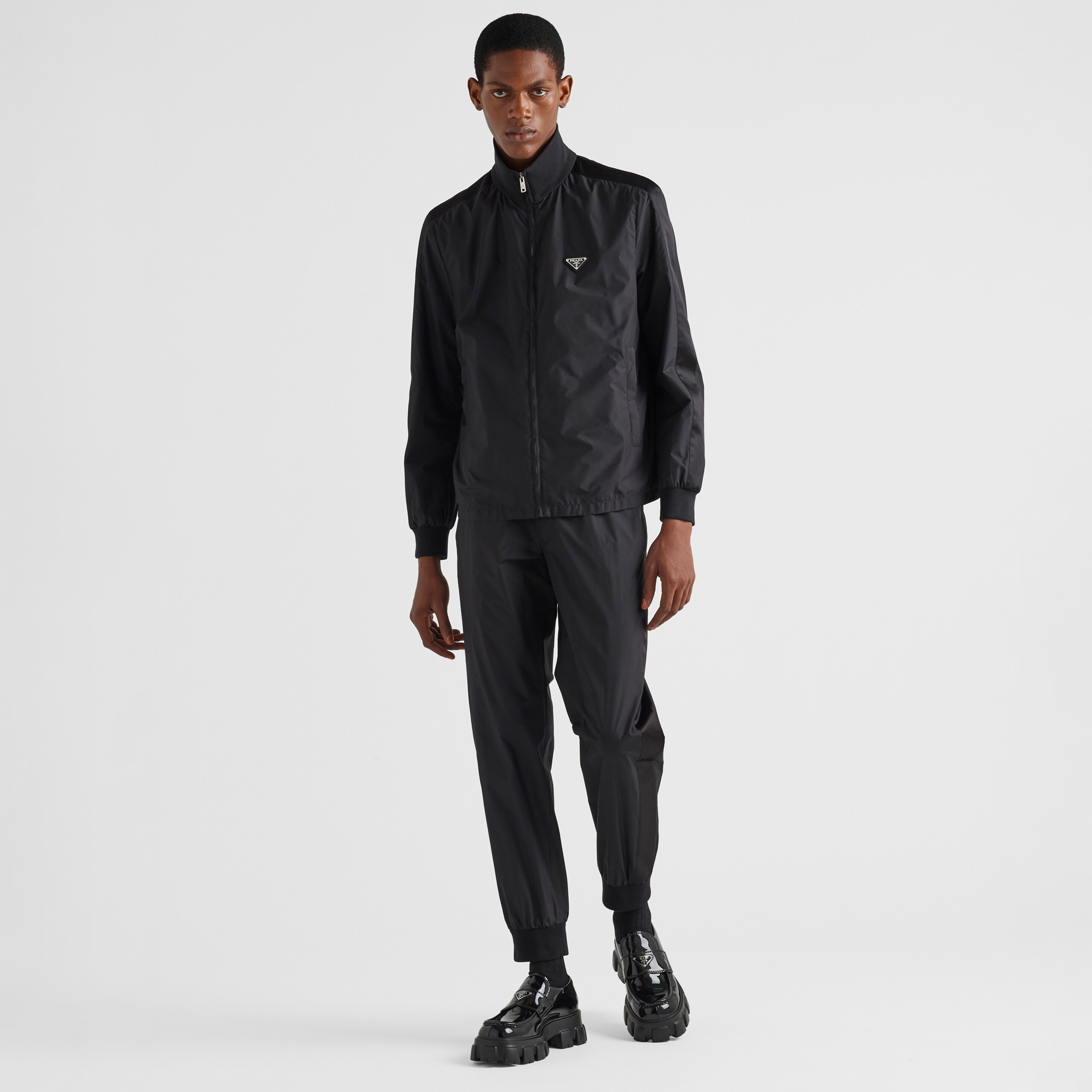 NIGO Prada Men's Spring And Fall Blended Splicing Material Drawstring Zipper Jacket Pants Suit Set #nigo72494