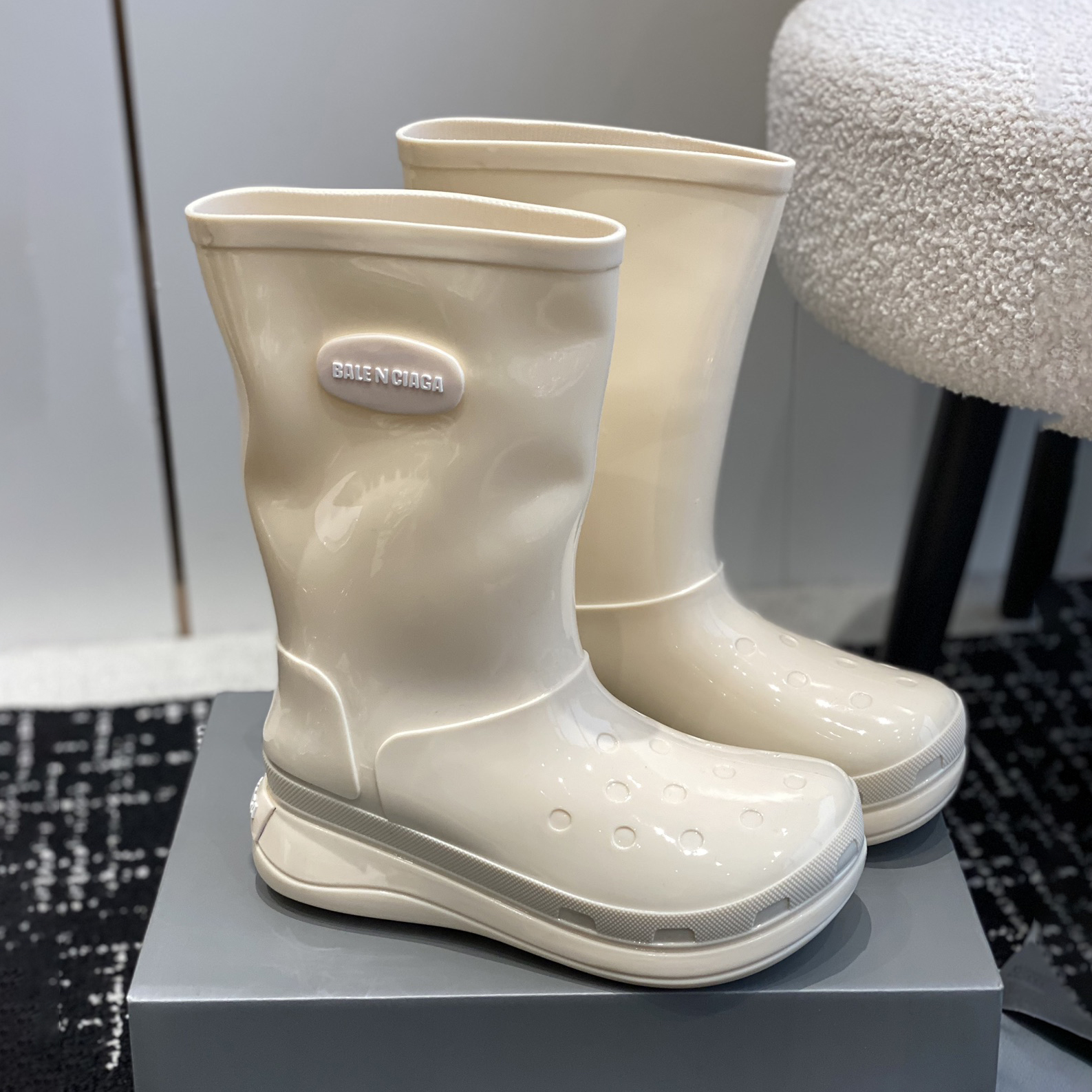 NIGO Balenciaga Women's Solid Color Fashion Trend Tall Rain Boots Shoes #nigo72522