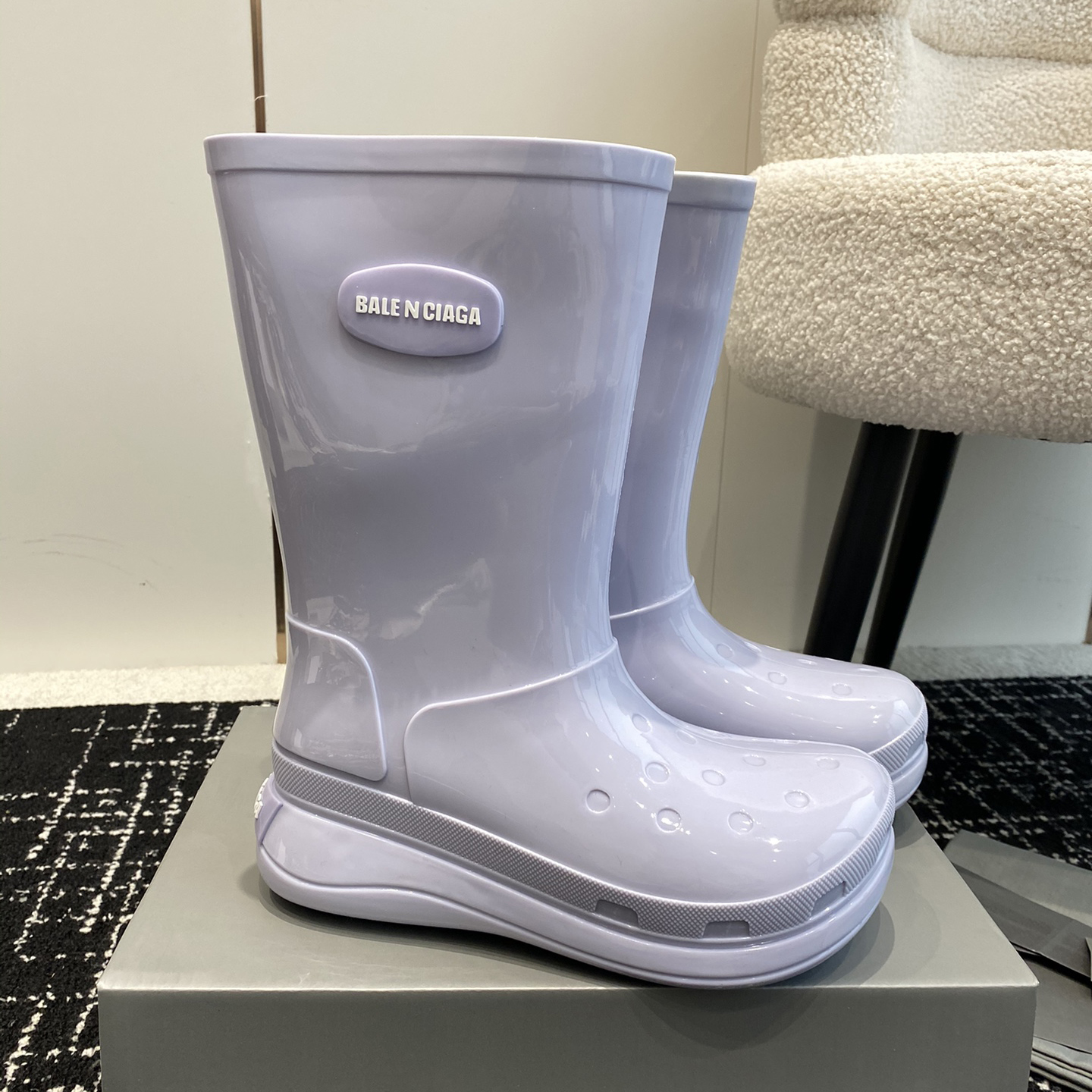 NIGO Balenciaga Women's Solid Color Fashion Trend Tall Rain Boots Shoes #nigo72522