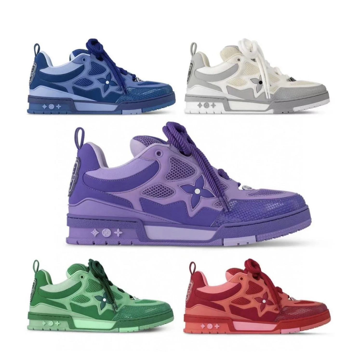 NIGO Louis Vuitton LV Skate Men's Logo Leather Low Cut Lace Up Board Shoes With Color Blocking Fashionable And Comfortable Casual Shoes #nigo72518