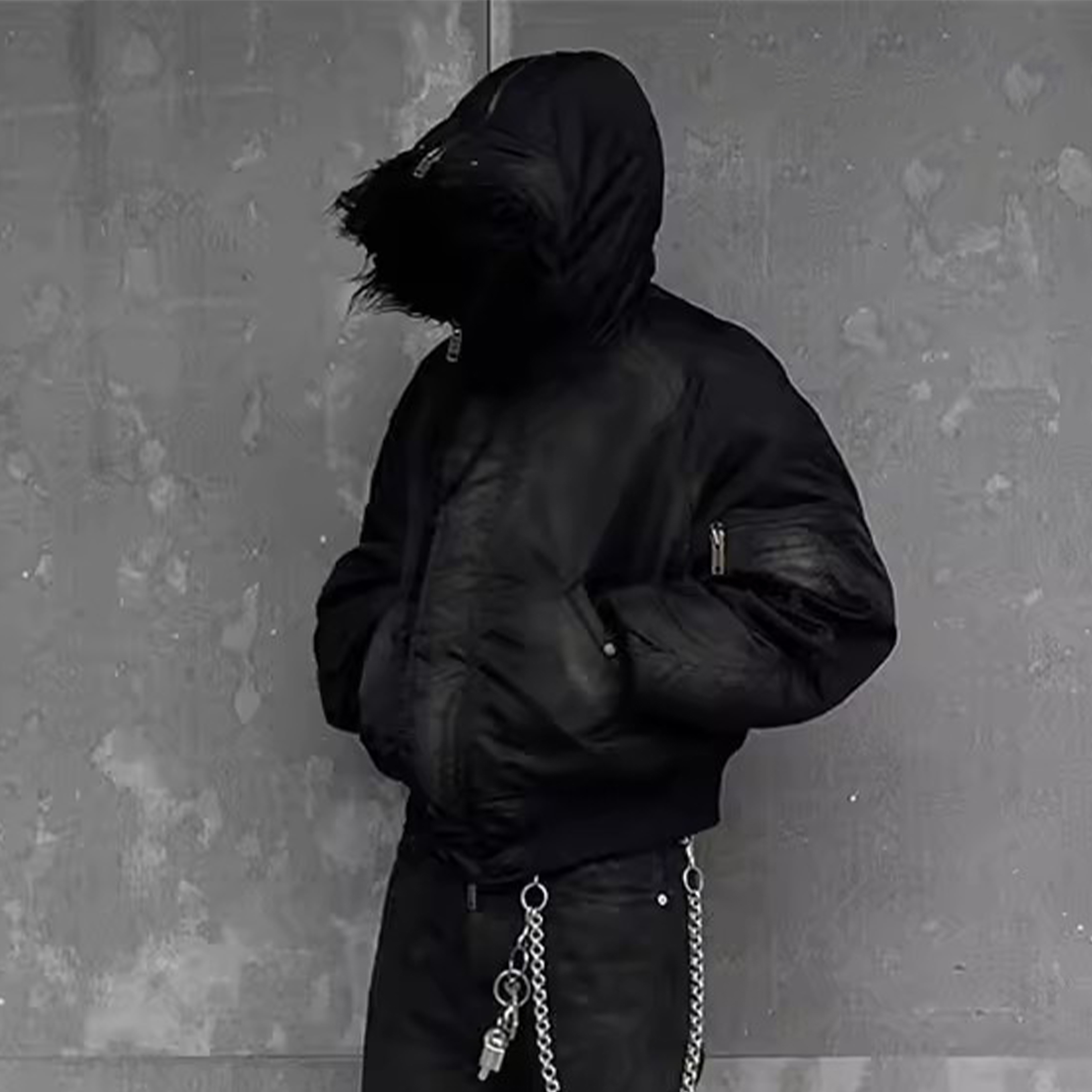 NIGO GRAILZ Men's Spring And Autumn Solid Color Washed Do Old Zipper Retro Style Hair Collar Hooded Flight Jacket Coat Ngvp #nigo8846