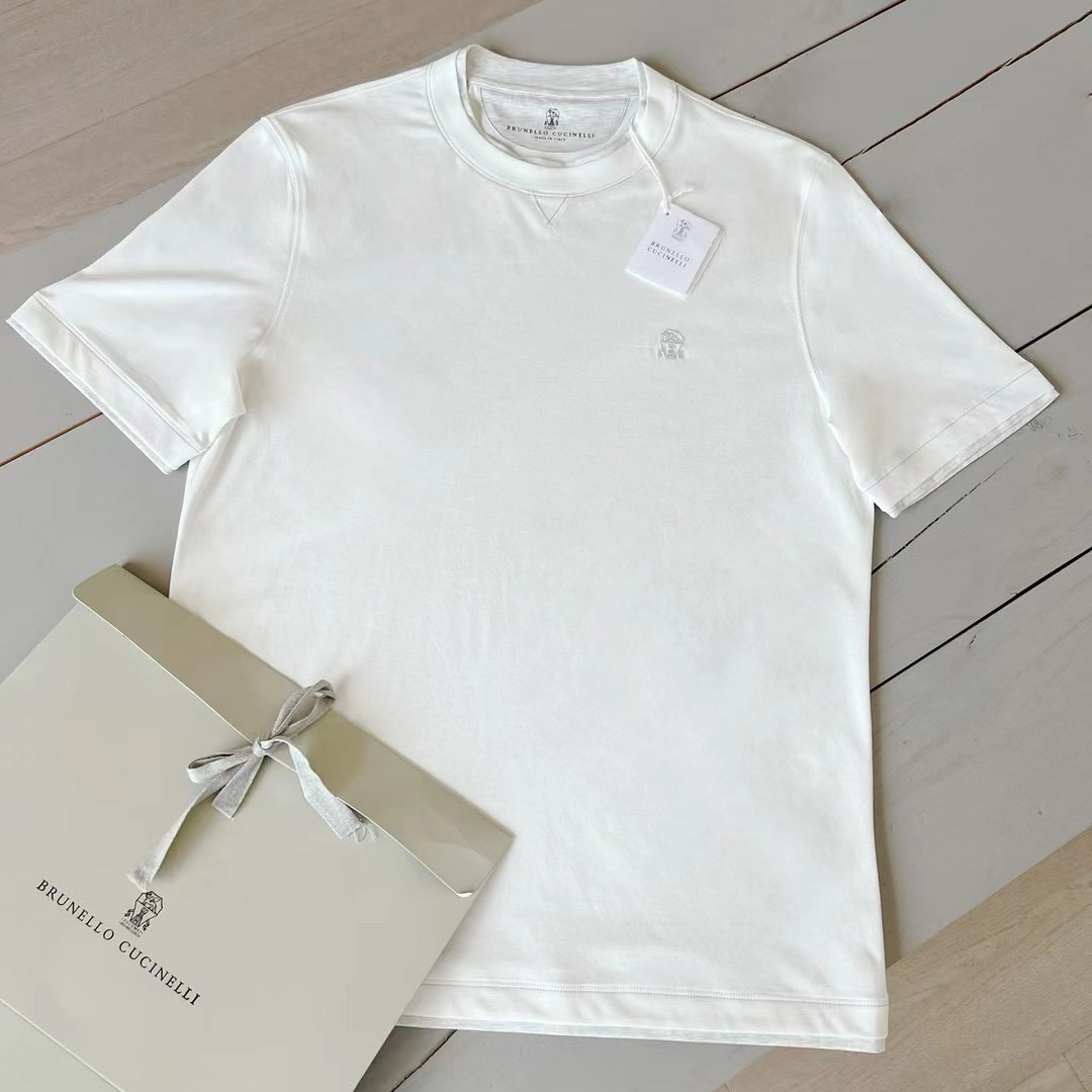 NIGO Brunello Cucinelli Men's Summer Solid Color Round Neck Cotton Short Sleeve T-Shirt #nigo72517