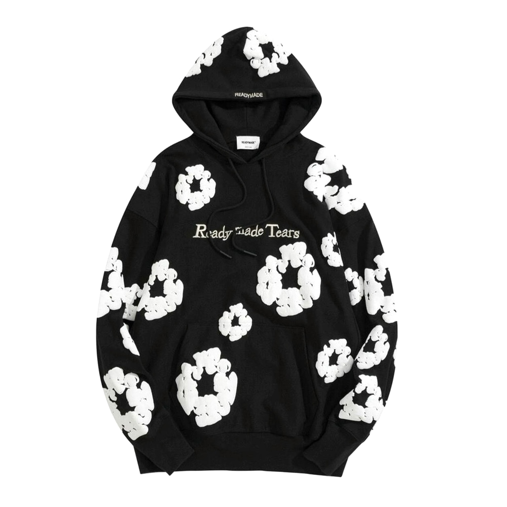 NIGO Denim Tears Men's And Women's Spring And Fall Black And White Snowflake Print Hooded Sweatshirt Pullovers #nigo72538