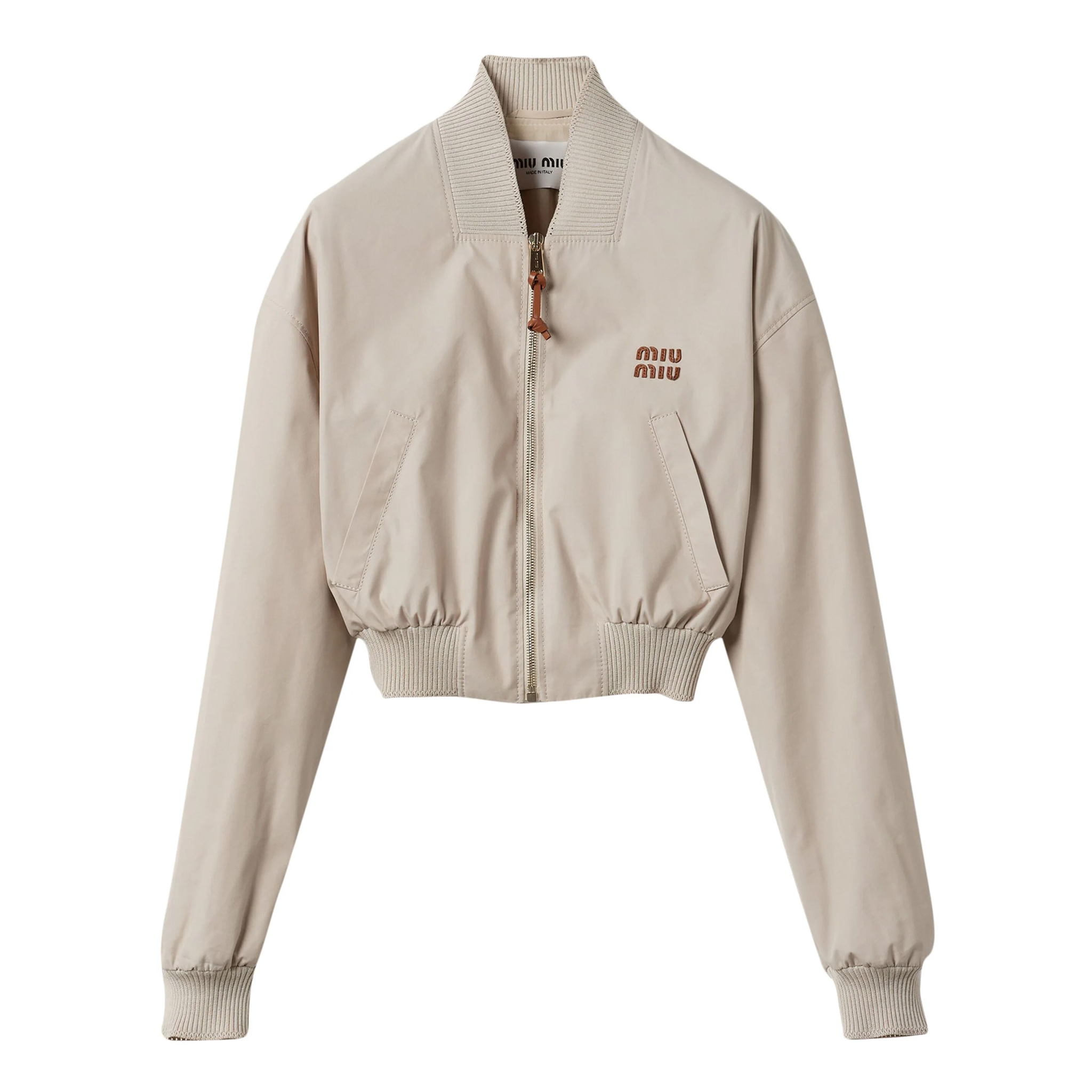 NIGO MiuMiu Women's Spring And Autumn Logo Embroidery Retro Solid Color Zipper Cotton Short Long Sleeve Jacket #nigo71384