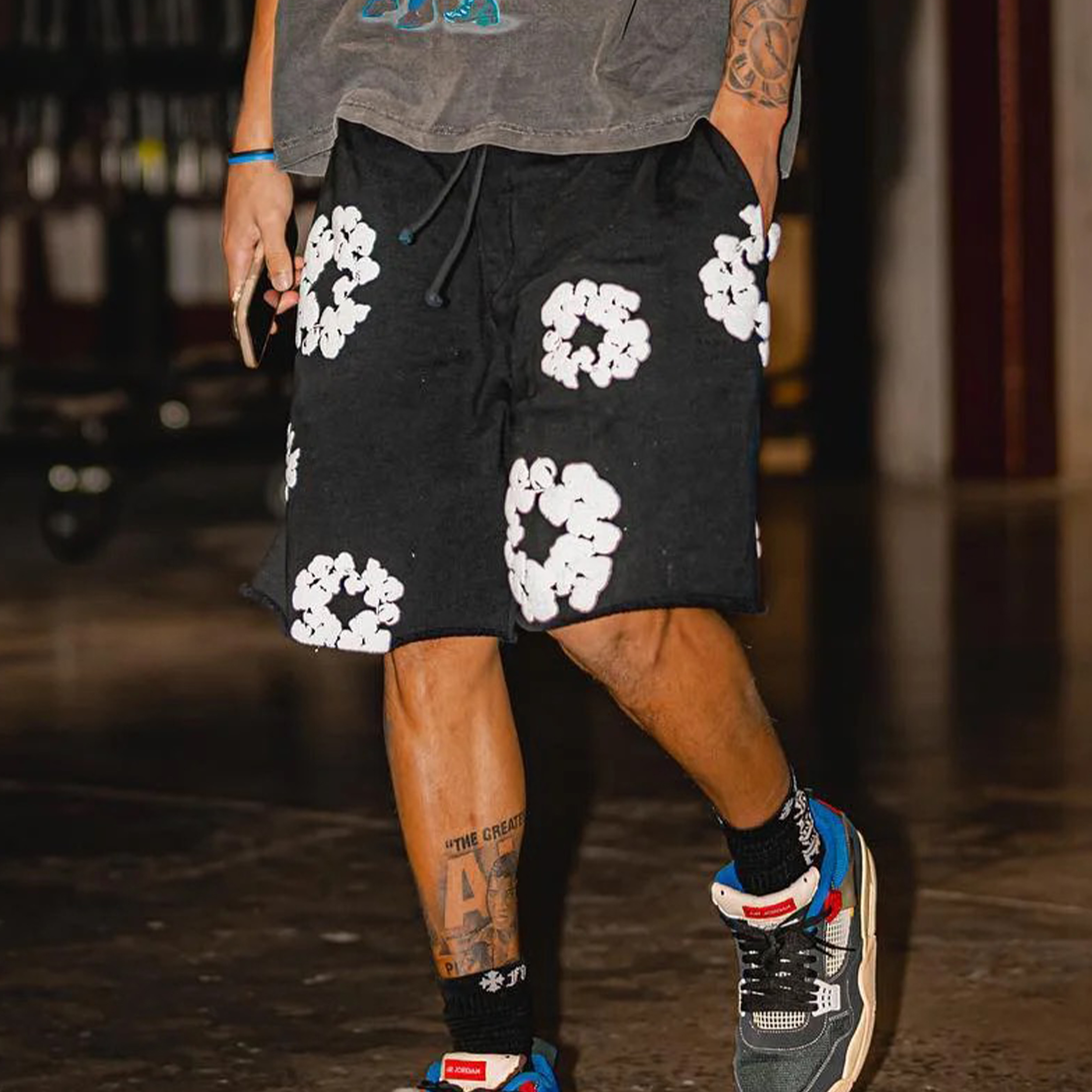 NIGO Denim Tears Men Women Spring Summer Trend High Street Kapok Flower Casual Cotton Loose Shorts Fashion Pants Ngvp #nigo8876