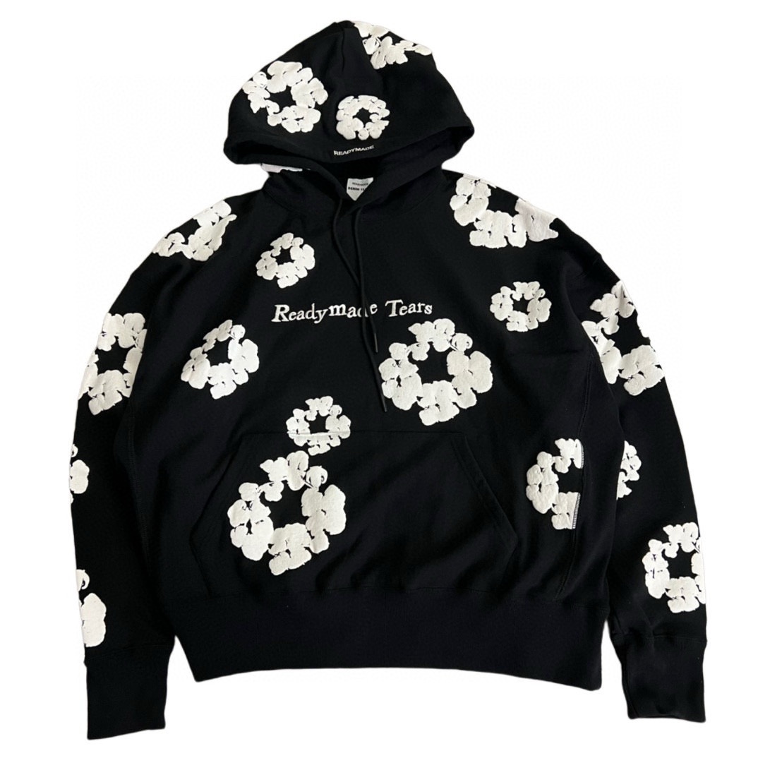 NIGO Denim Tears Men's And Women's Spring And Fall Black And White Snowflake Print Hooded Sweatshirt Pullovers #nigo72538