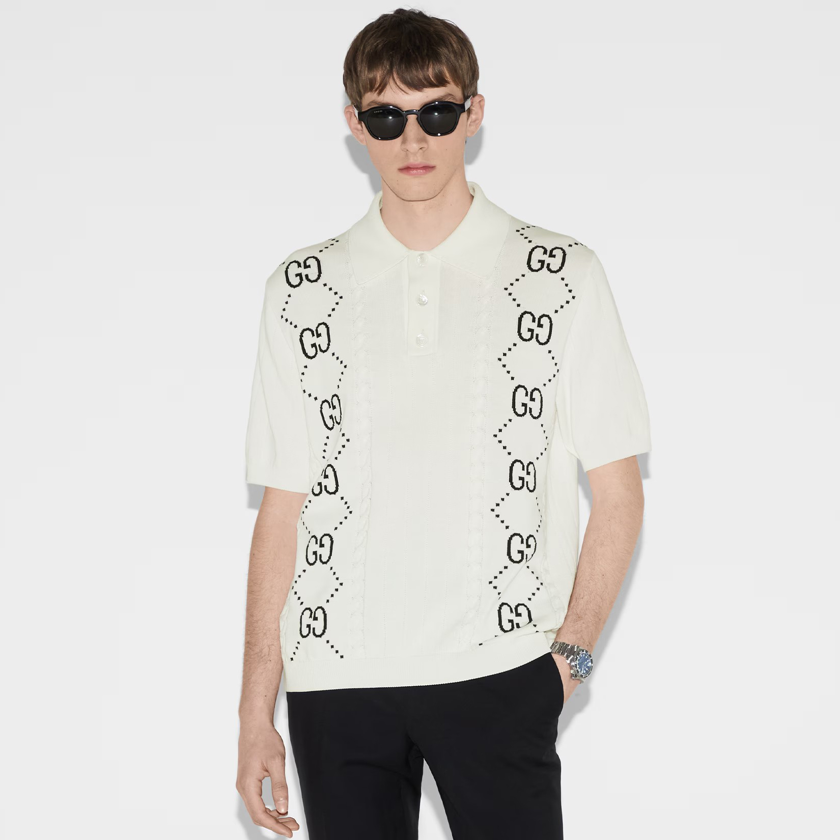 NIGO Gucci Men's Summer Logo Appliqué Knit Short Sleeve Polo Shirt T-Shirt #nigo72545