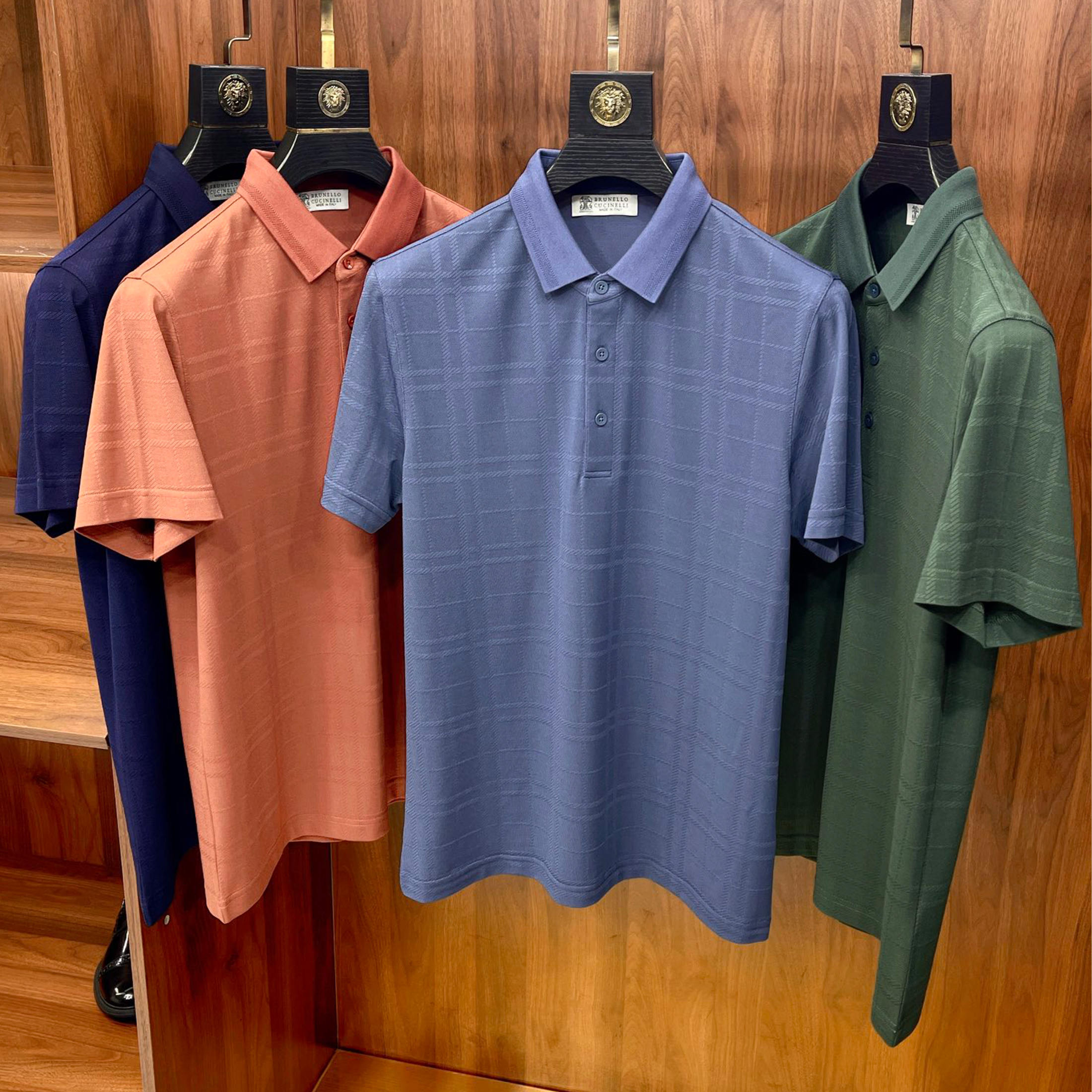 NIGO Loro Piana Men's Summer Fashion Plaid Silk Jacquard Knit Solid Color T-shirt Short-sleeved Casual Collar Polo Shirt Ngvp #nigo8884