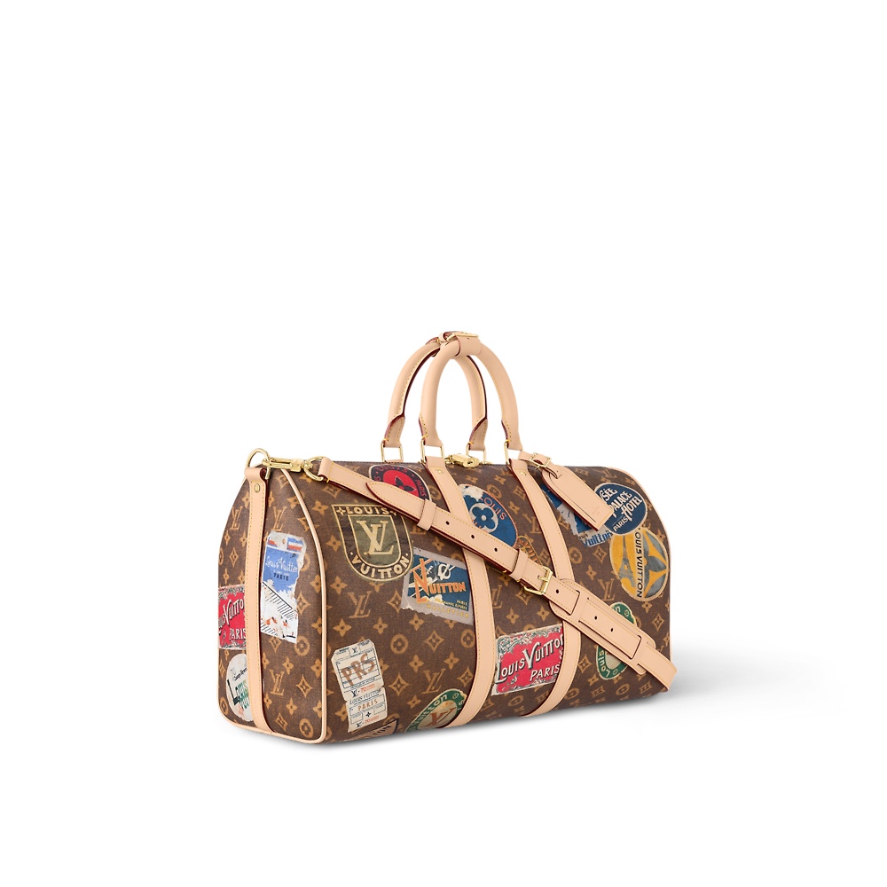 NIGO Louis Vuitton Keepall Bandoulière 45 Men's Detachable Adjustable Shoulder Strap Zipper Closure Canvas with Leather Shoulder Slanting Tote Travel Bag Bags #nigo72551