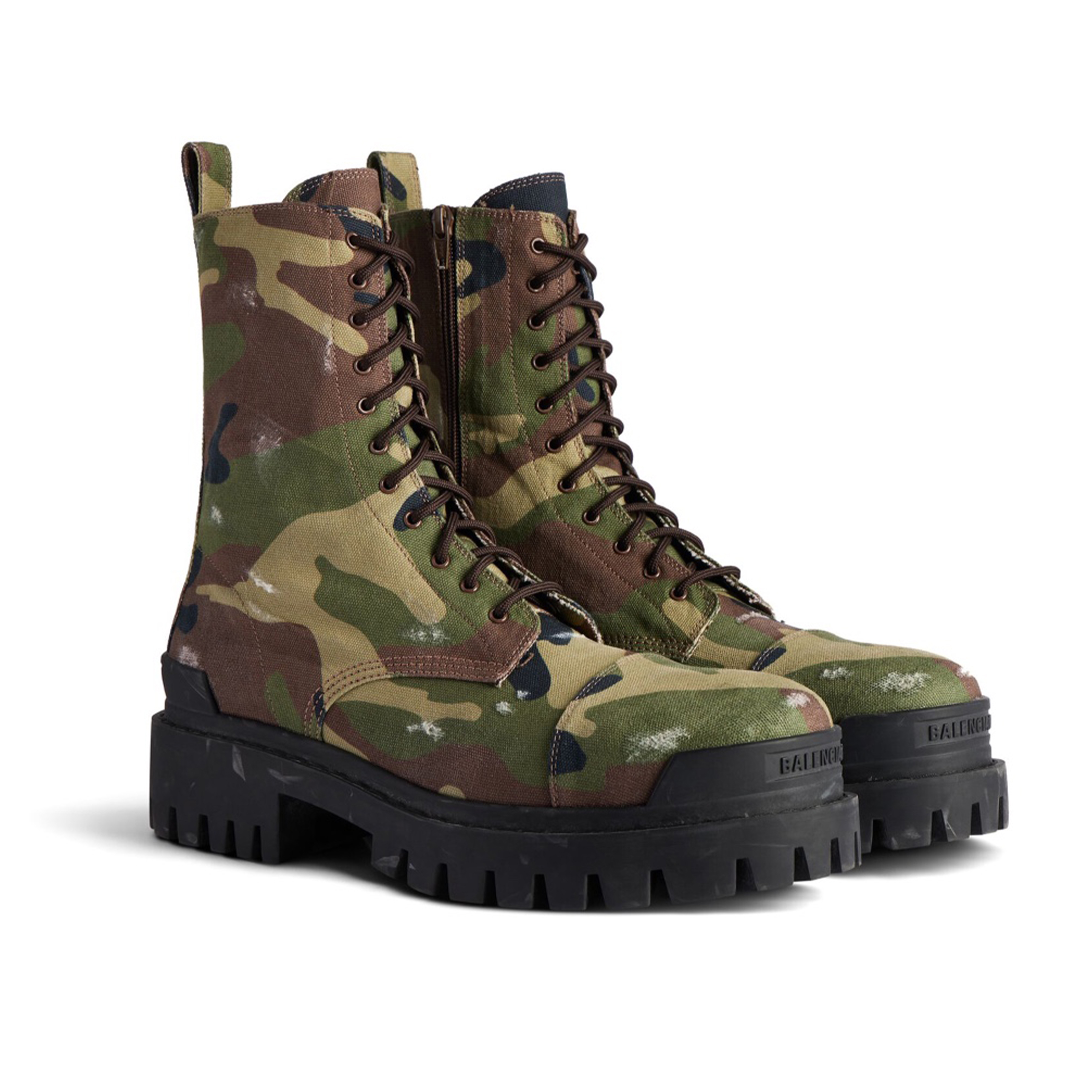 NIGO Balenciaga Men's Autumn And Winter Dark Green Round Toe Lace Up Side Camo Printed Short Boots Casual Martin Boots  Shoes Ngvp #nigo8892
